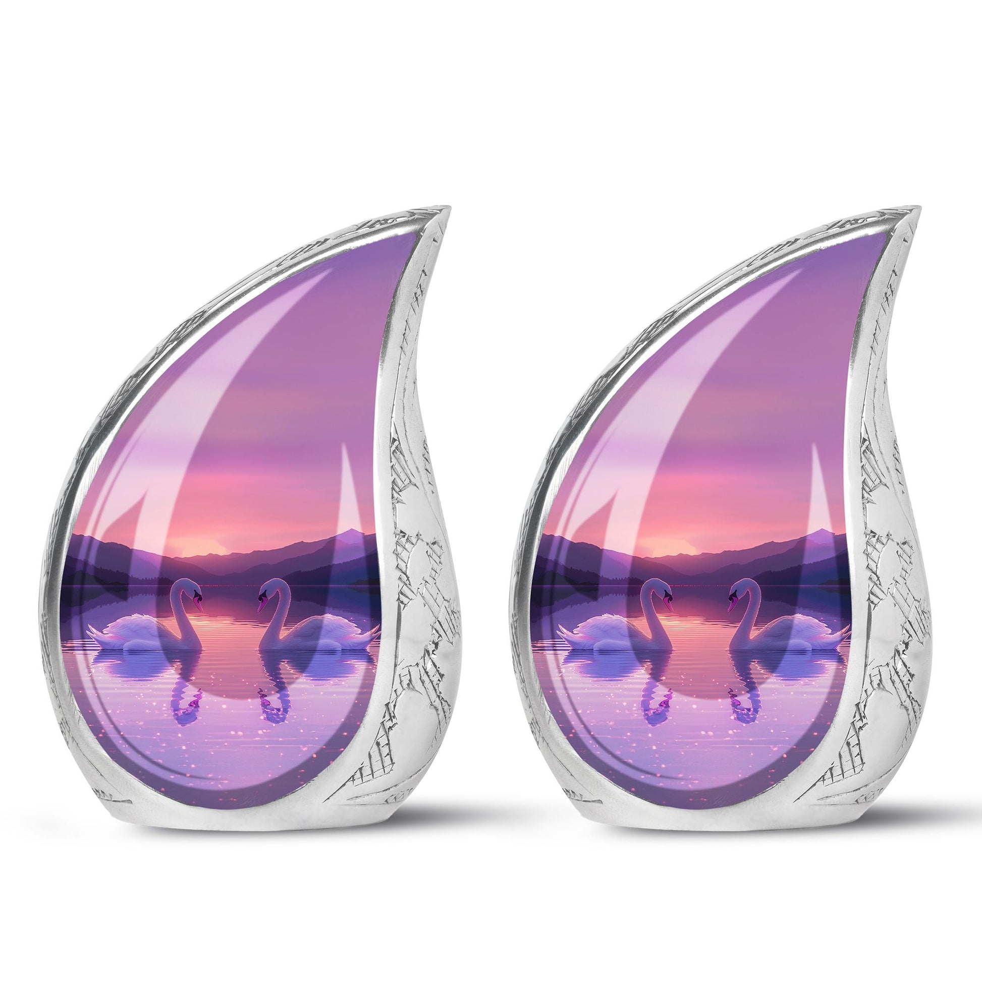 Pink Couple Swan Urn – Elegant Memorial Cremation Urn For Couple Ashes