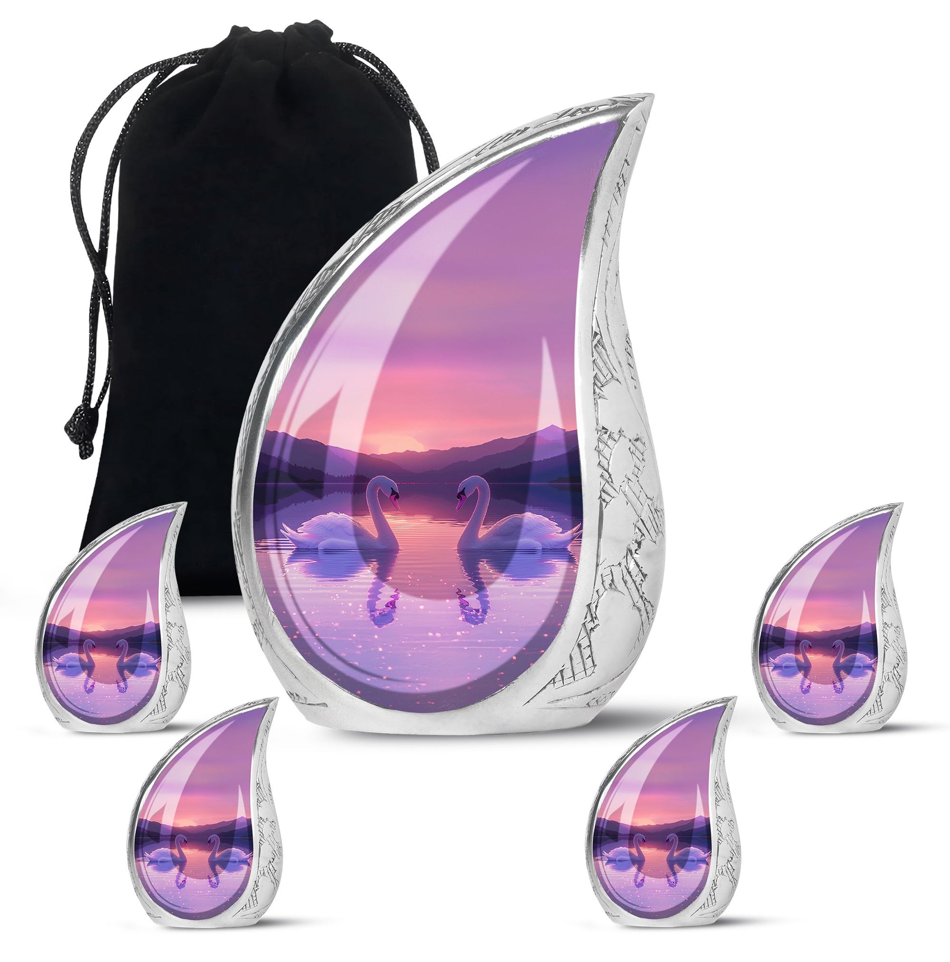 Pink Couple Swan Urn – Elegant Memorial Cremation Urn For Couple Ashes