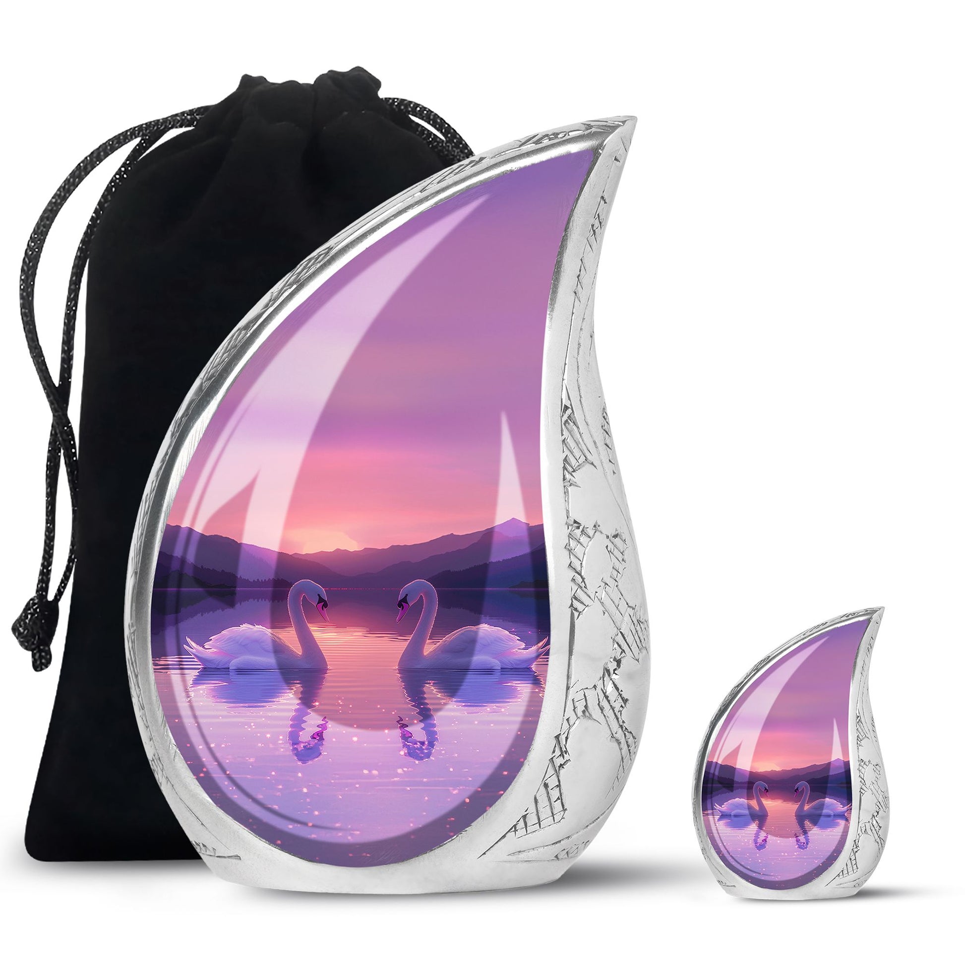 Pink Couple Swan Urn – Elegant Memorial Cremation Urn For Couple Ashes