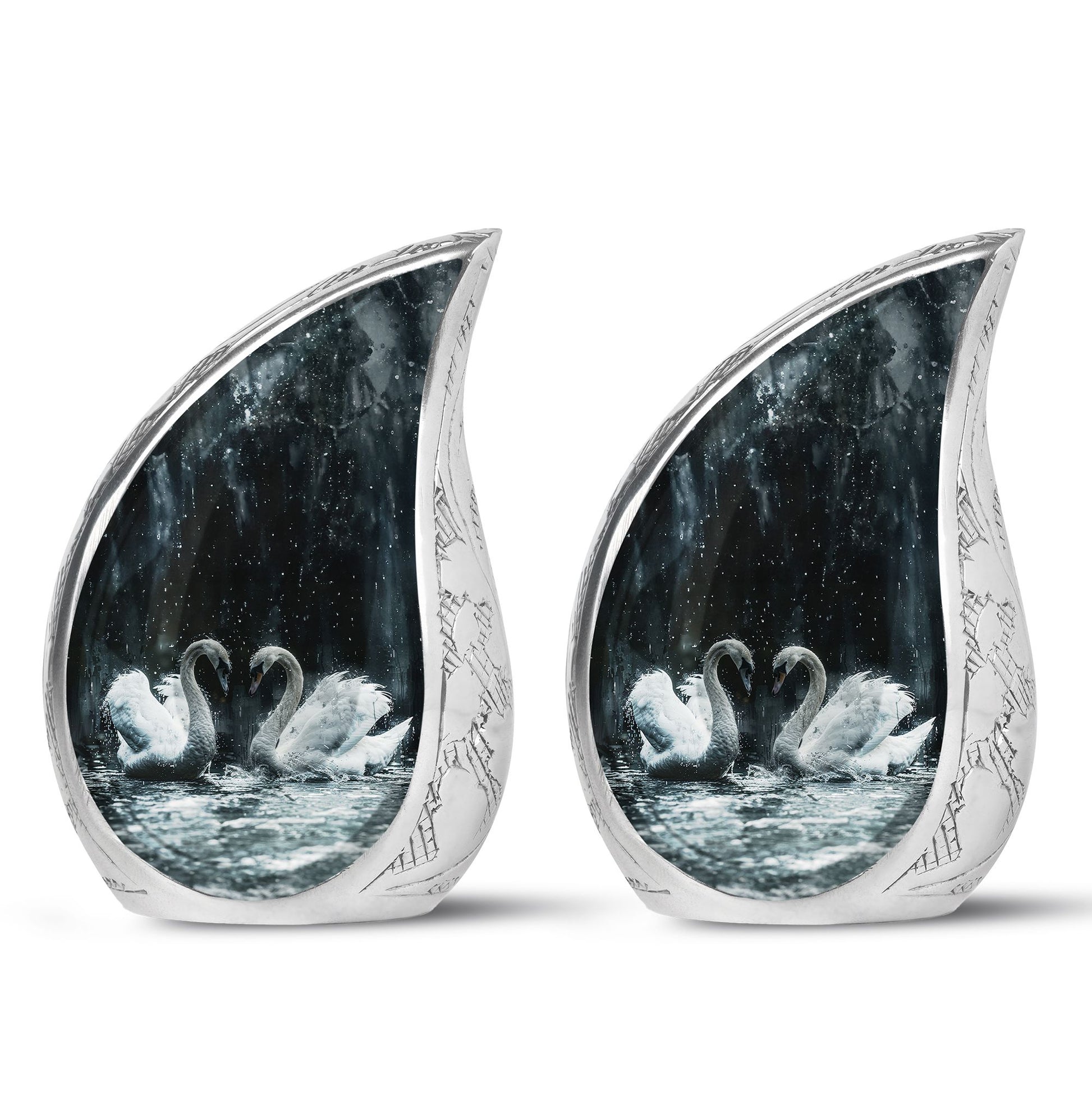 Double Swan Cremation Urns For Human Ashes - Memorial Urn for Mom and Dad