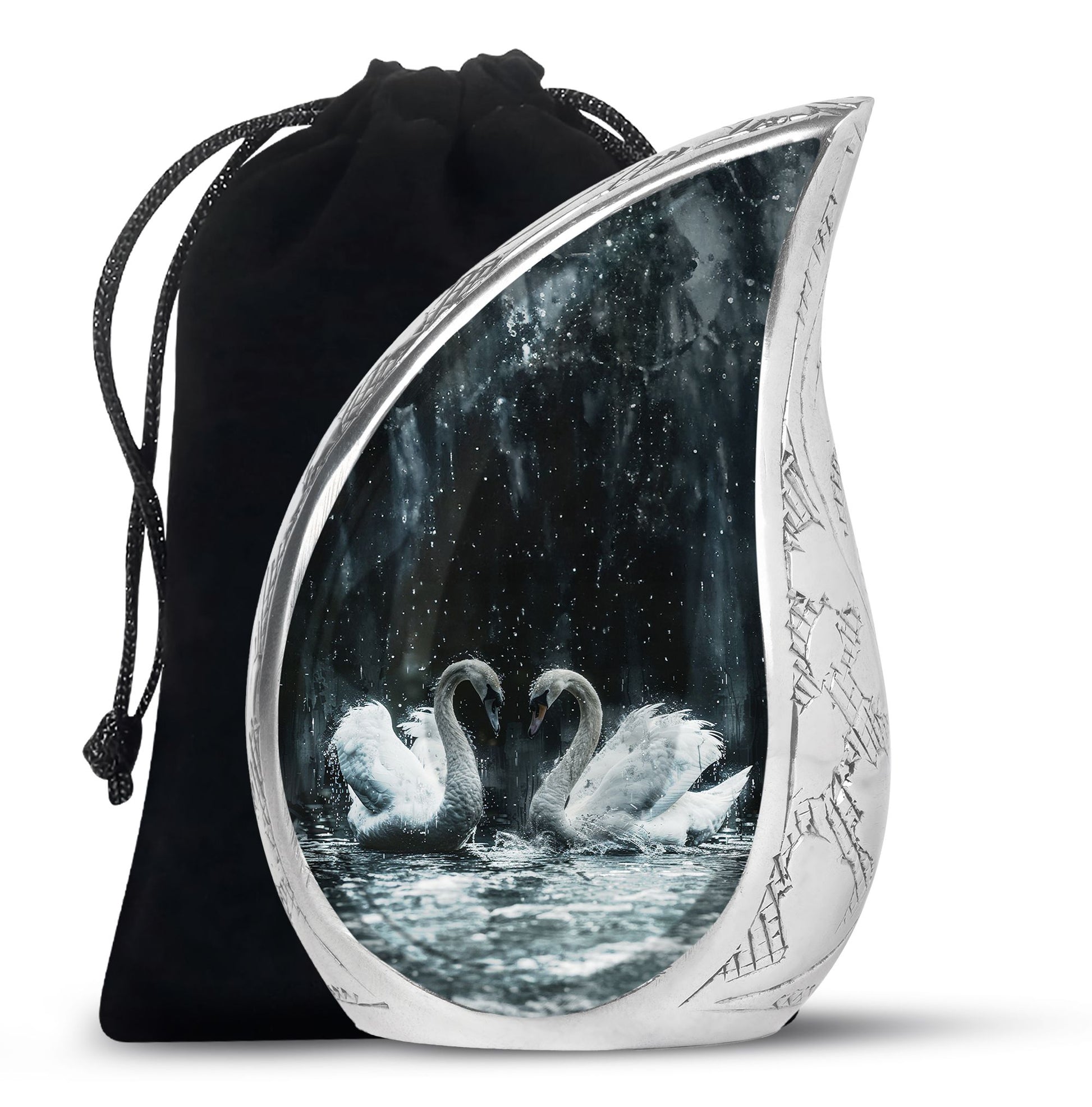 Double Swan Cremation Urns For Human Ashes - Memorial Urn for Mom and Dad