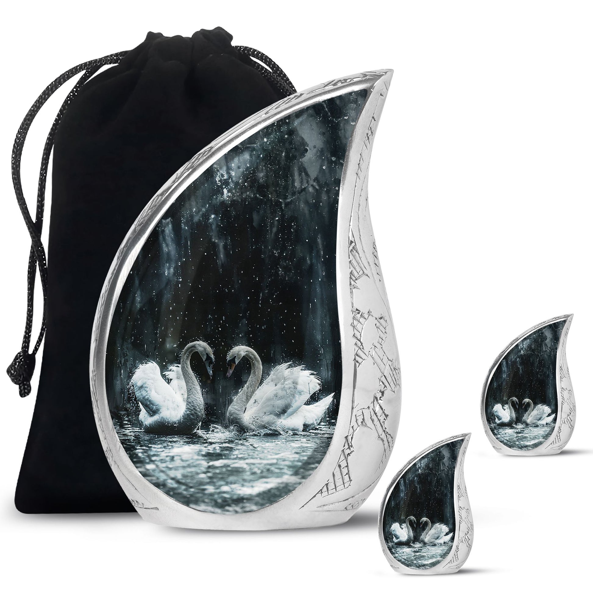 Double Swan Cremation Urns For Human Ashes - Memorial Urn for Mom and Dad