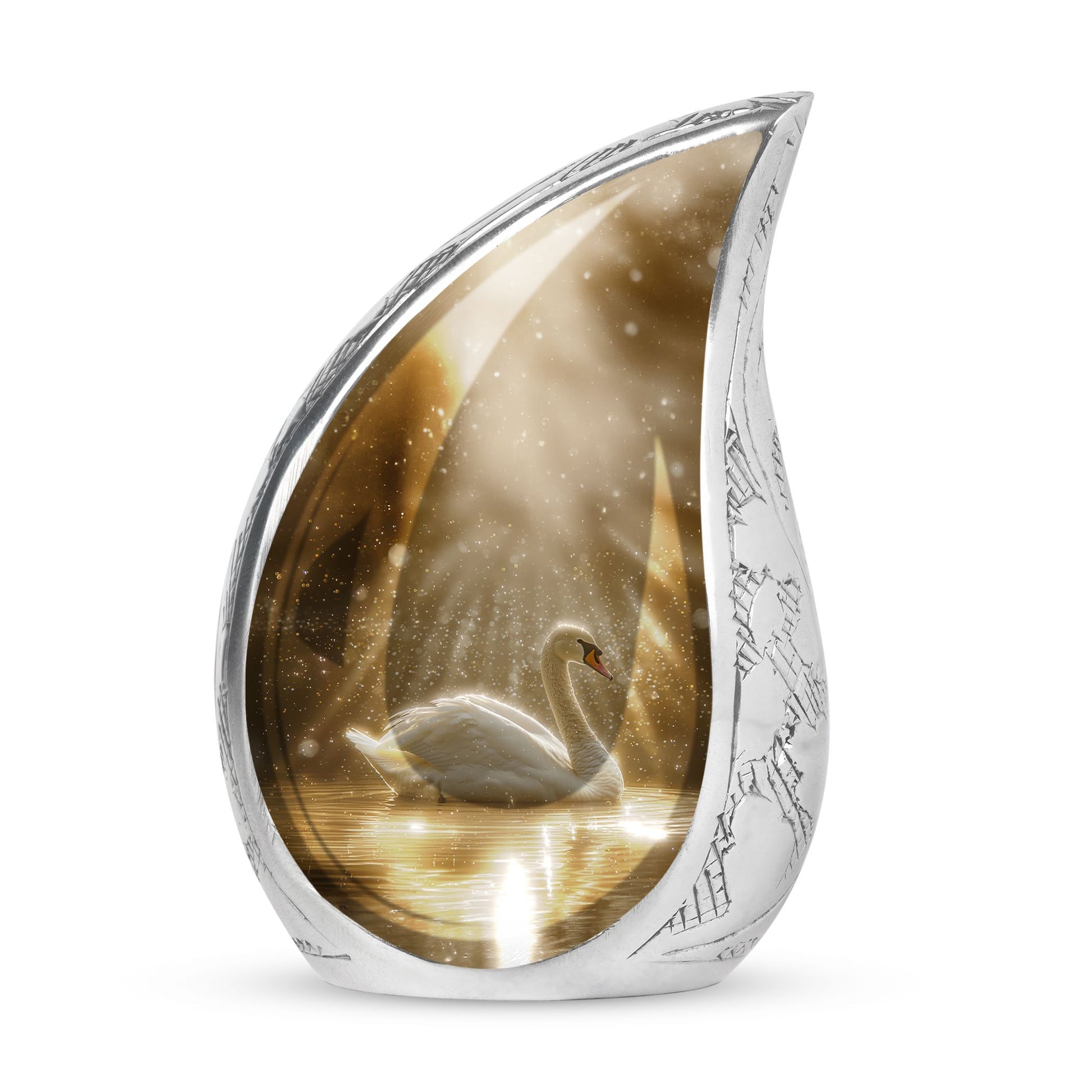 Golden Light Swan Cremation Urn for Human Ashes  - Memorial Urn for Adults