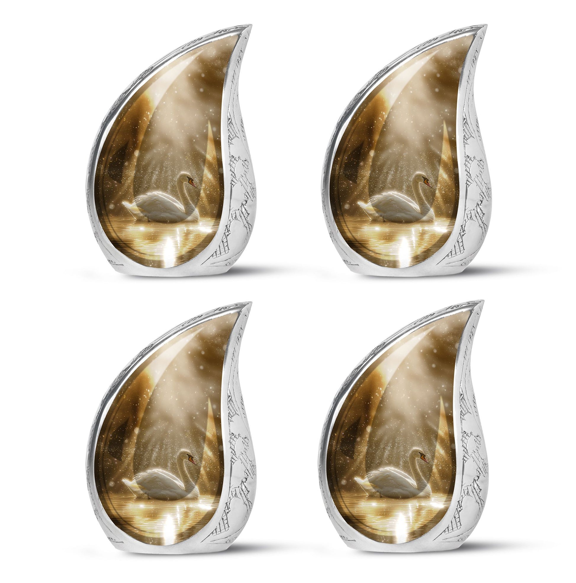 Golden Light Swan Cremation Urn for Human Ashes  - Memorial Urn for Adults