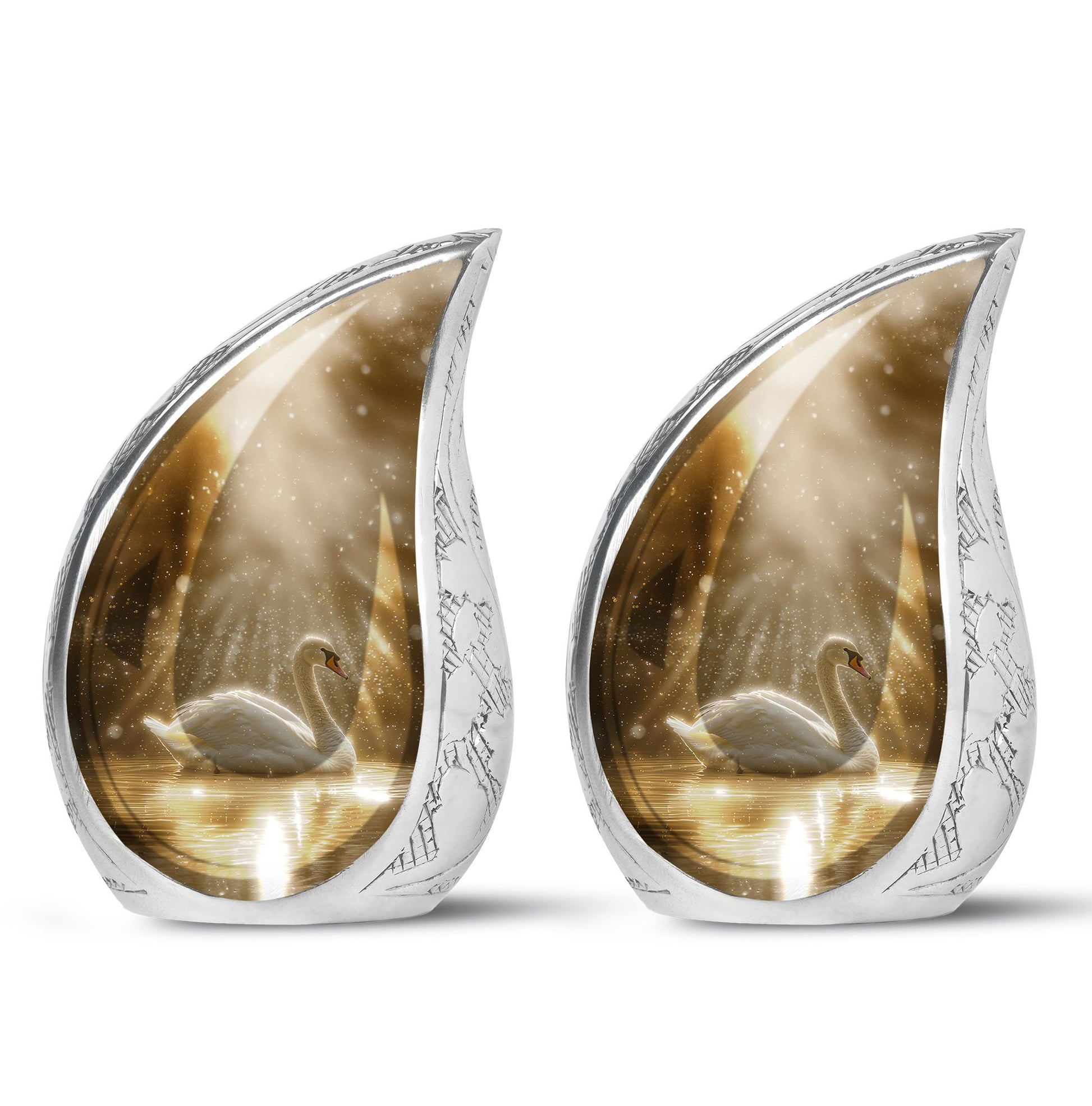 Golden Light Swan Cremation Urn for Human Ashes  - Memorial Urn for Adults