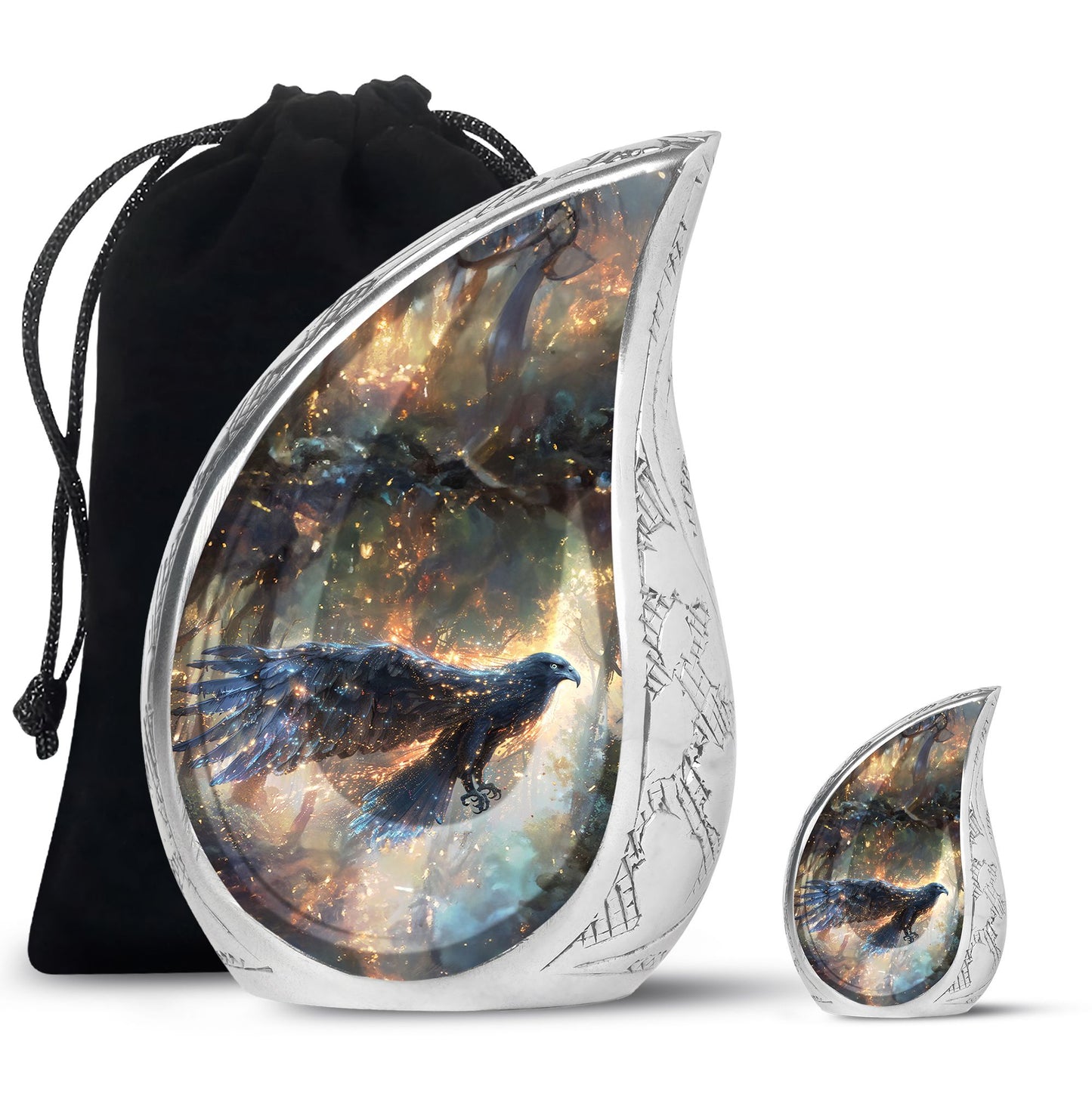 Black Personalized Eagle Cremation Urn for Adults - 10-inch, 200 cu in - Yatskia
