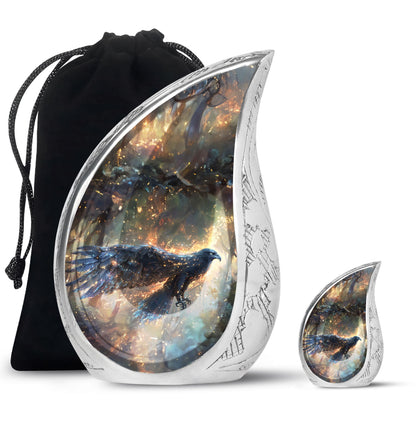 Black Personalized Eagle Cremation Urn for Adults - 10-inch, 200 cu in - Yatskia