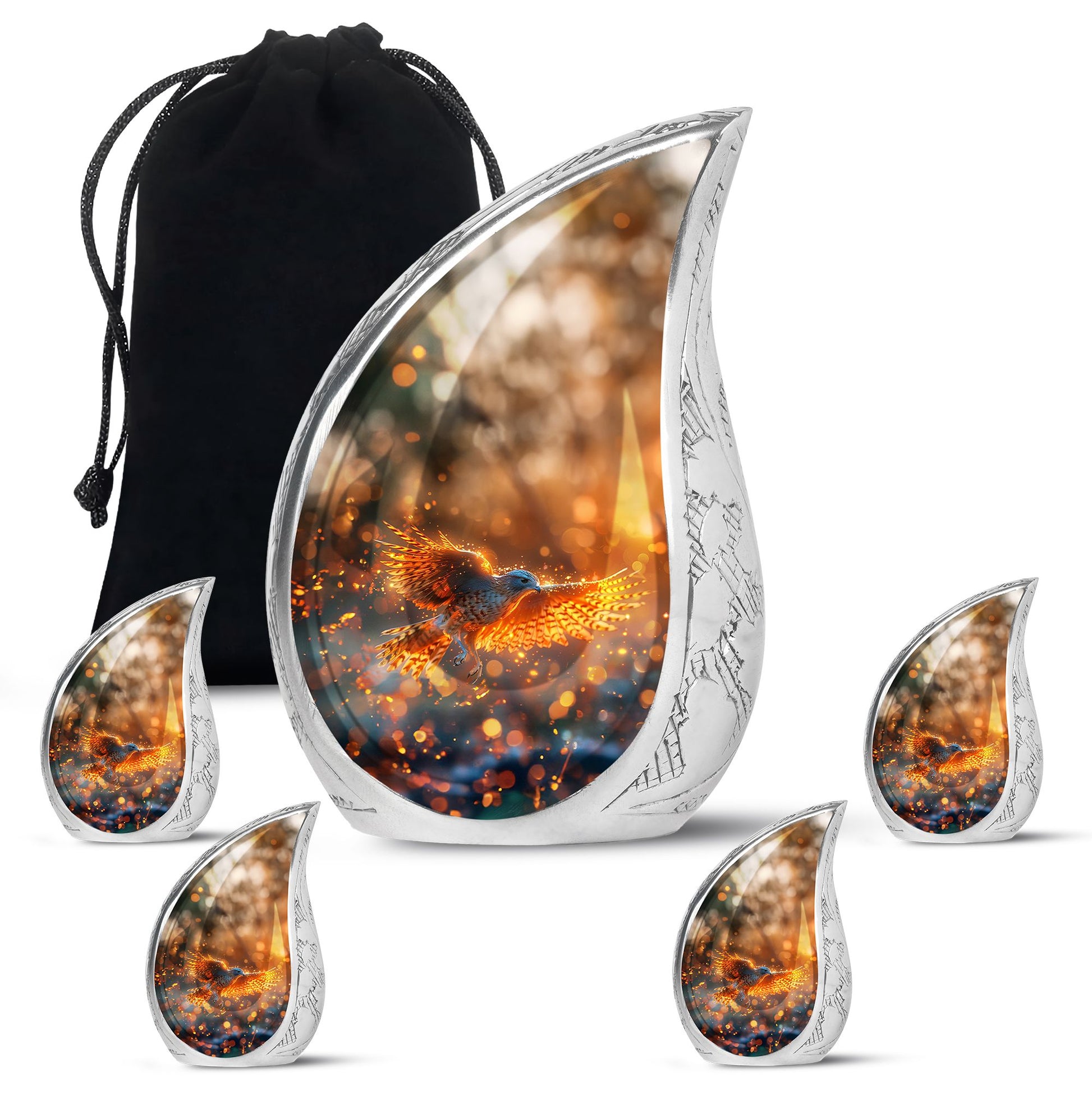 Elegant Phoenix Bird Cremation Urn - Unique Memorial Keepsake for Ashes