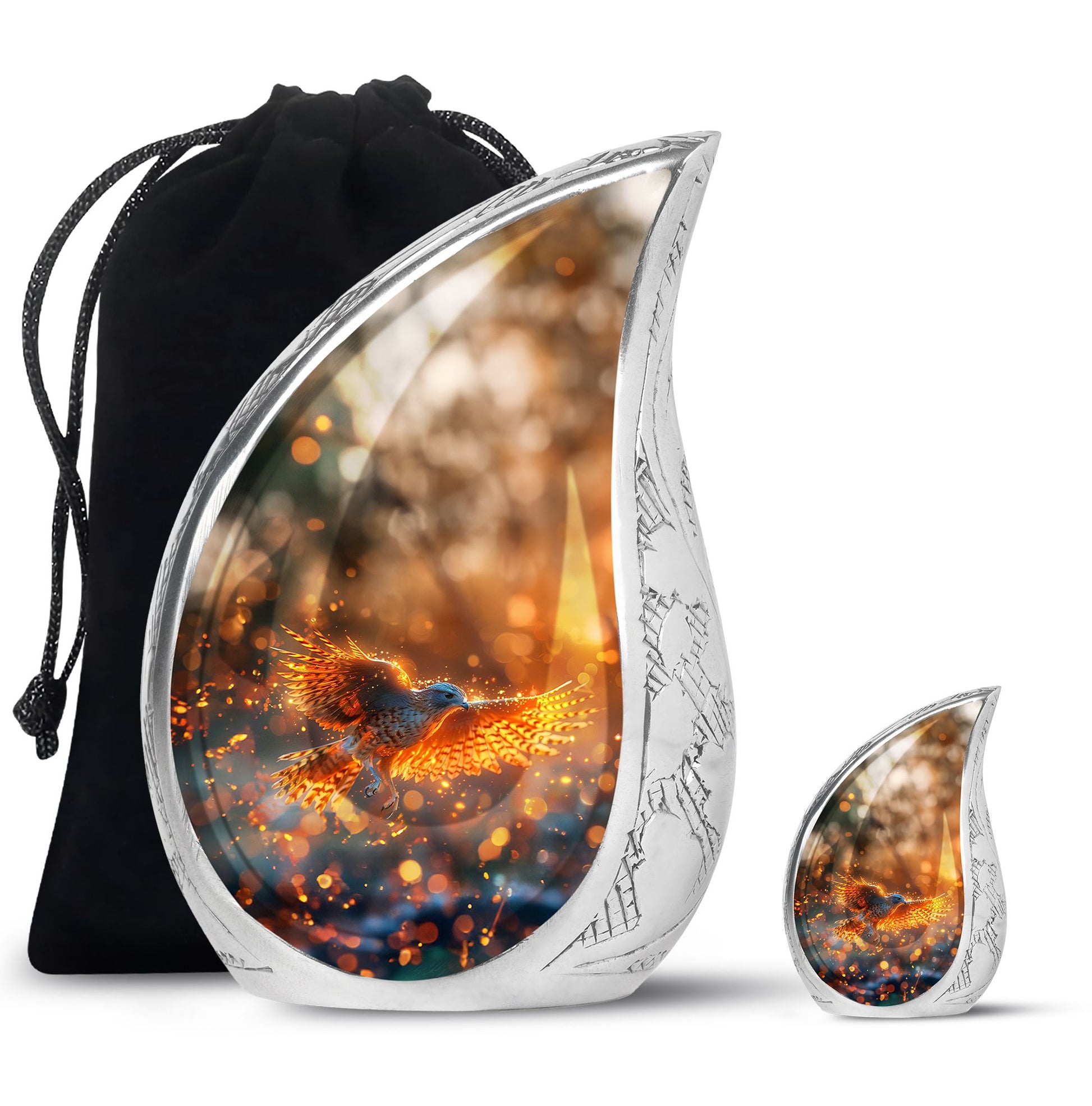 Elegant Phoenix Bird Cremation Urn - Unique Memorial Keepsake for Ashes