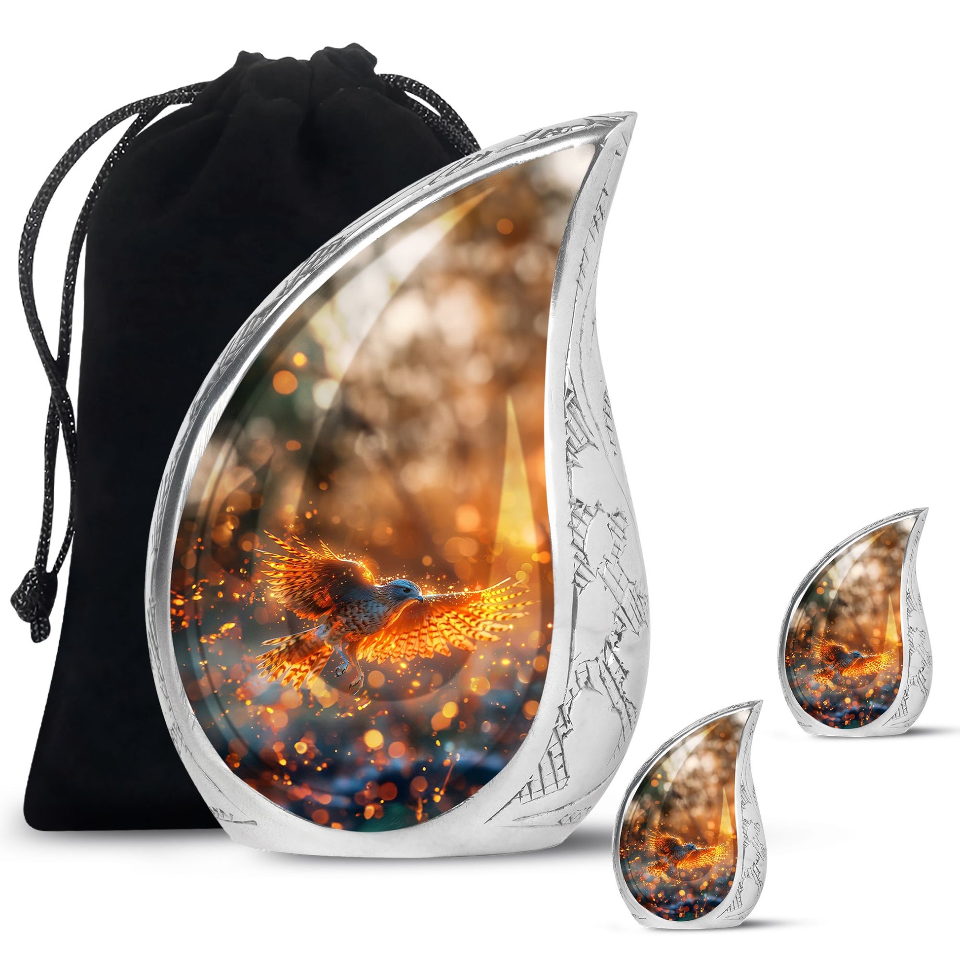 Elegant Phoenix Bird Cremation Urn - Unique Memorial Keepsake for Ashes