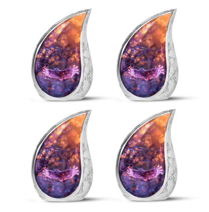 Owl Urn for Human Ashes, With Spread Purple Glowing Wings, Cremation Urn