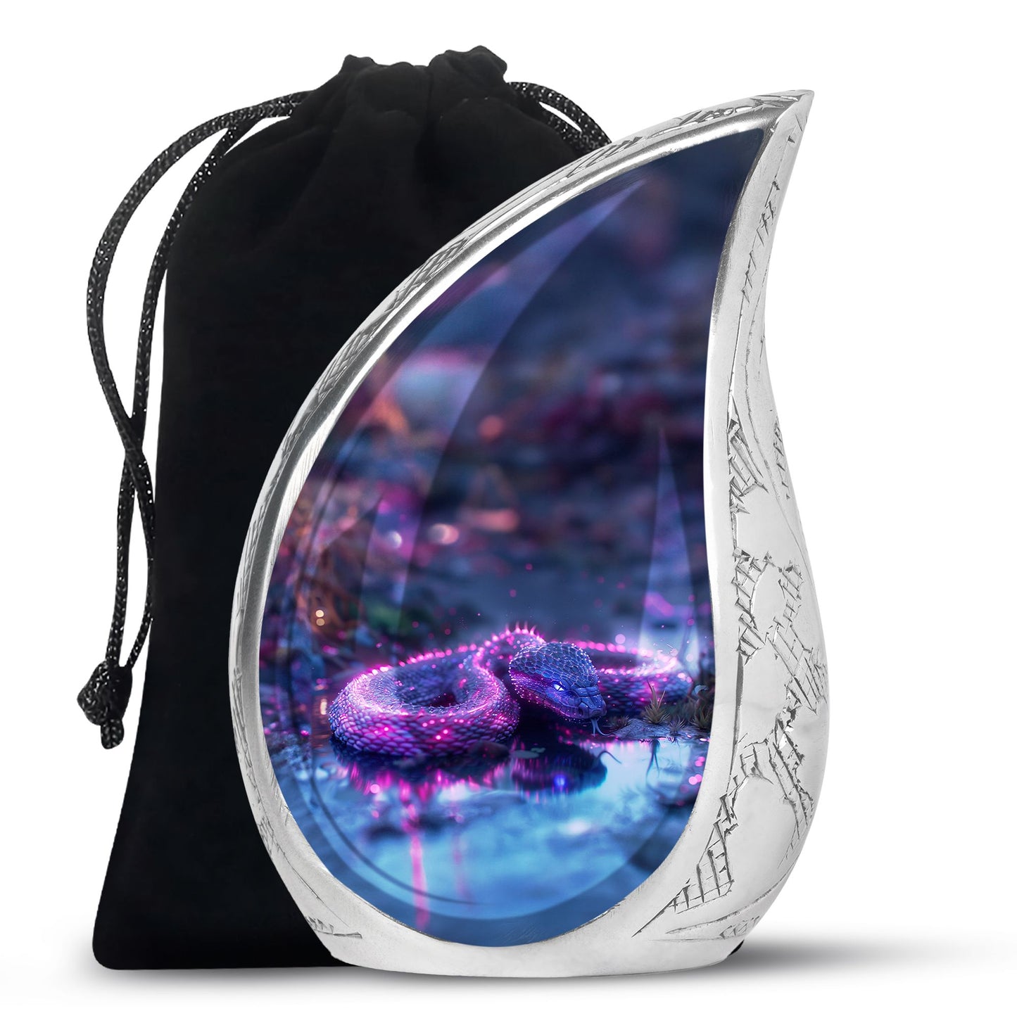 Purple Personalized Snake Cremation Urn for Adults - 10-inch, 200 cu in - Yatskia