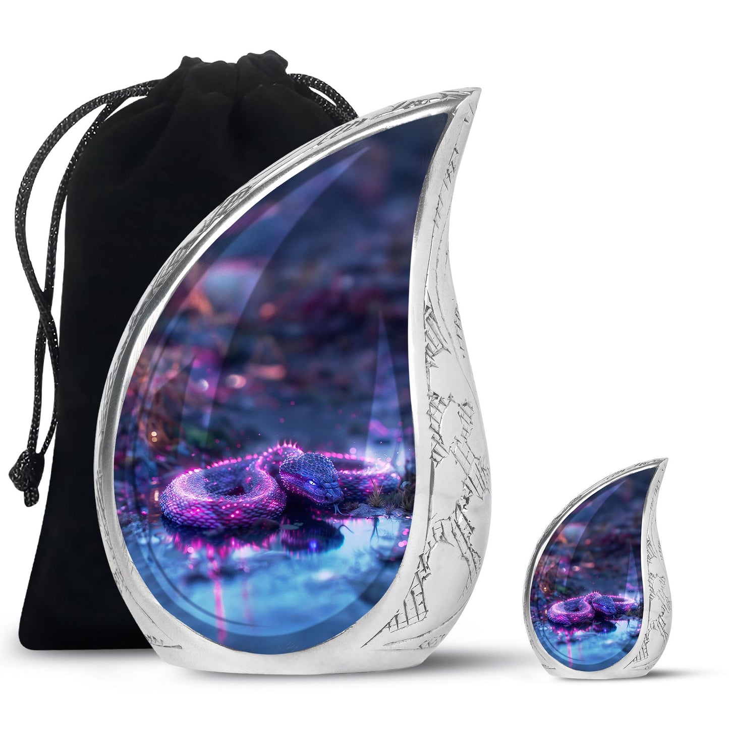 Purple Personalized Snake Cremation Urn for Adults - 10-inch, 200 cu in - Yatskia