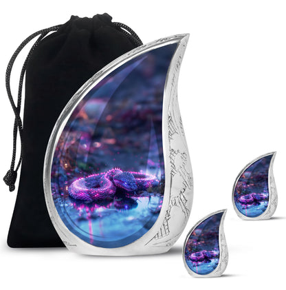 Purple Personalized Snake Cremation Urn for Adults - 10-inch, 200 cu in - Yatskia