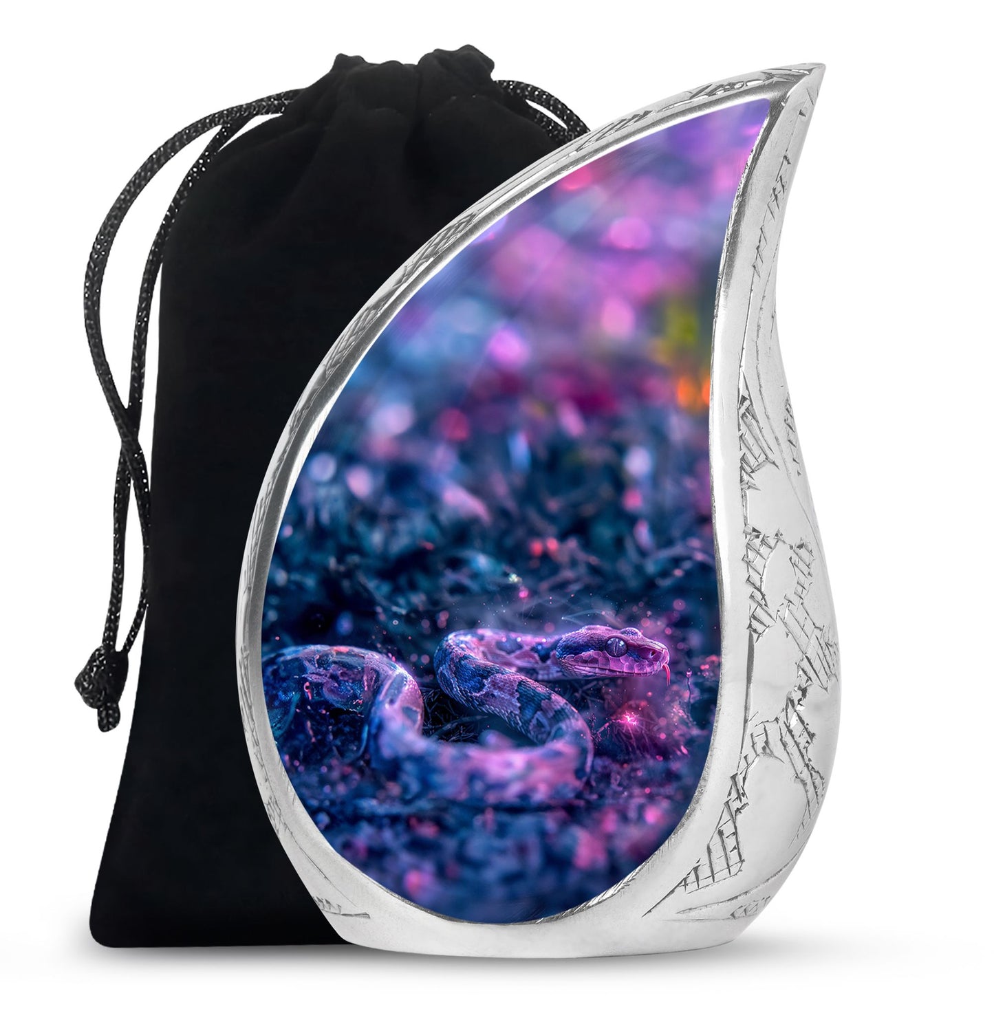 Blue Personalized Snake Cremation Urn for Human Ashes - 10-inch, 200 cu in - Yatskia