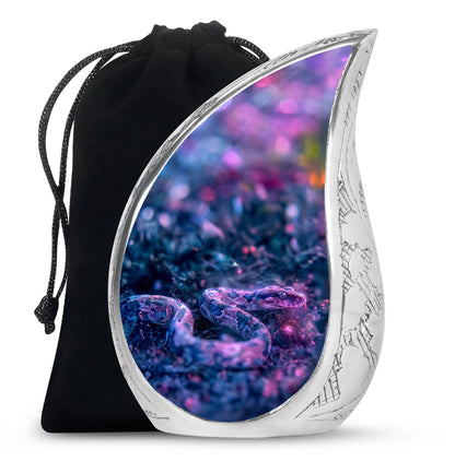 Blue Personalized Snake Cremation Urn for Human Ashes - 10-inch, 200 cu in - Yatskia