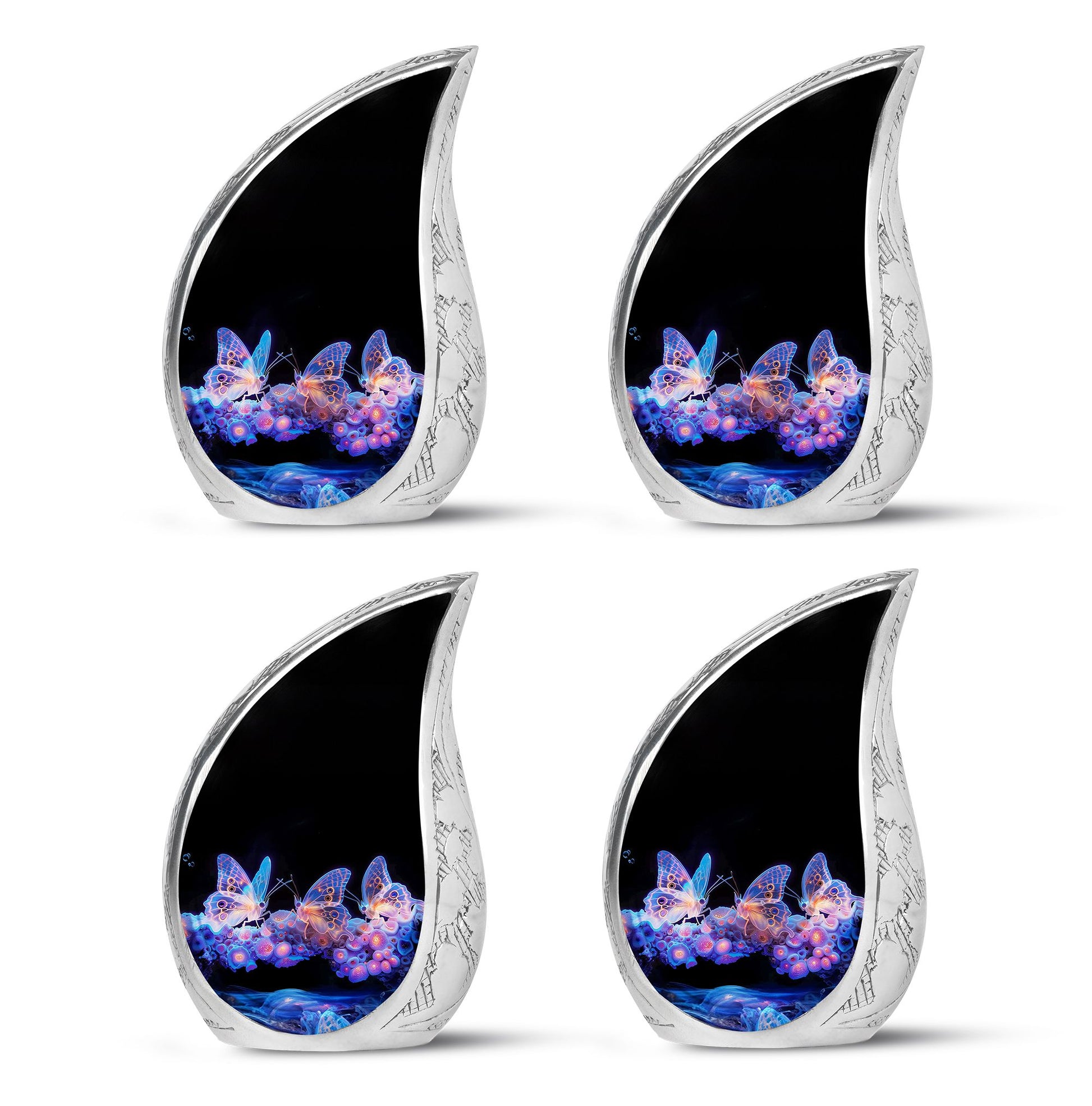 Neon Butterfly Nebula Black Urns - Butterfly Urns For Memorial