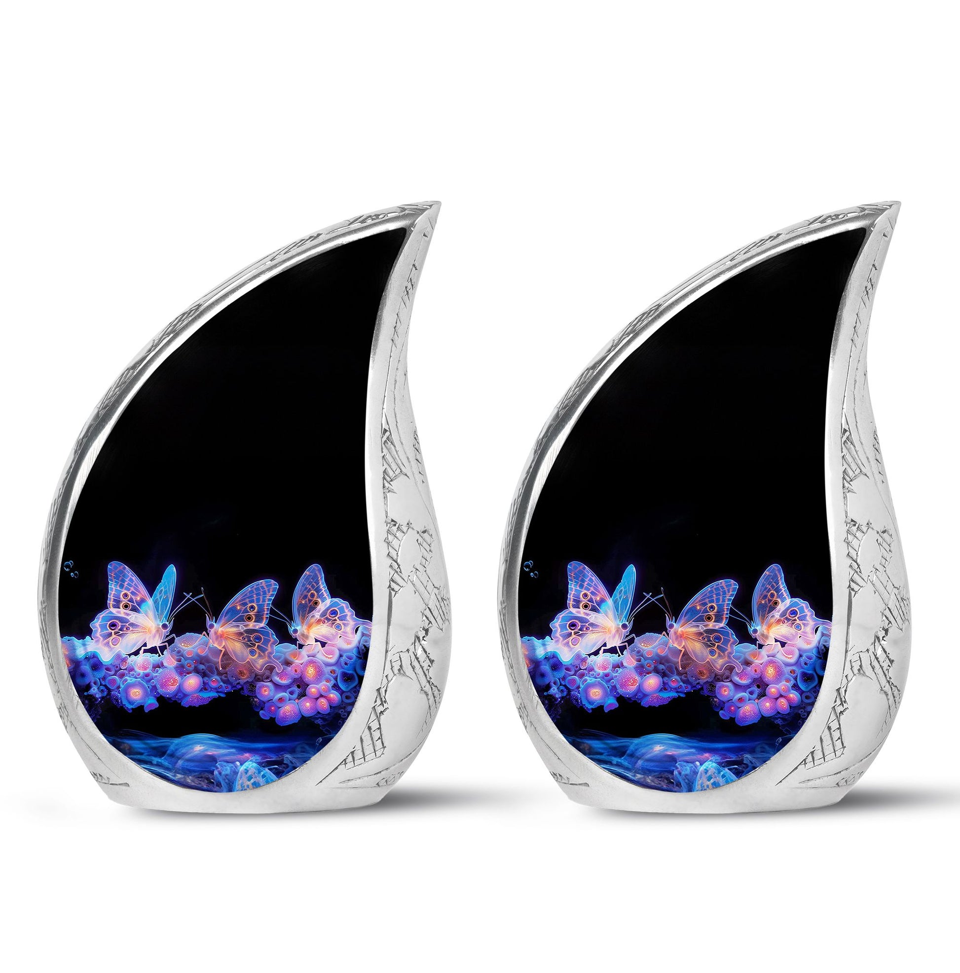 Neon Butterfly Nebula Black Urns - Butterfly Urns For Memorial