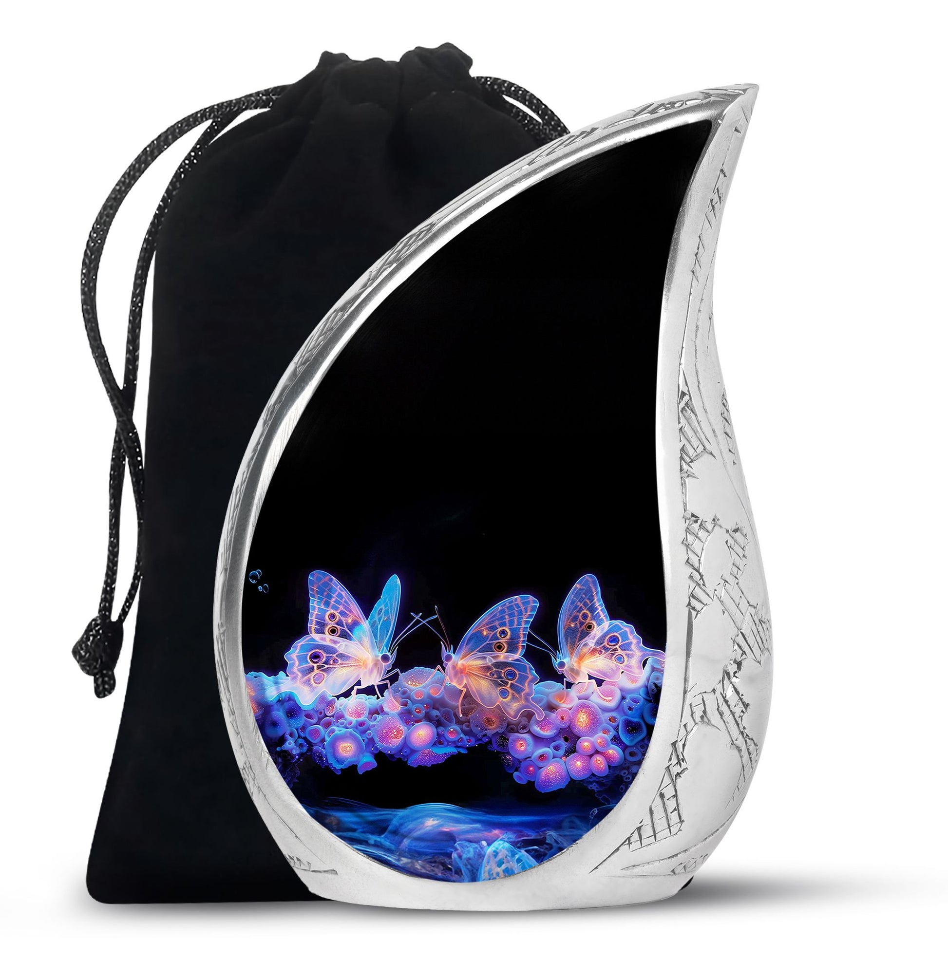 Neon Butterfly Nebula Black Urns - Butterfly Urns For Memorial