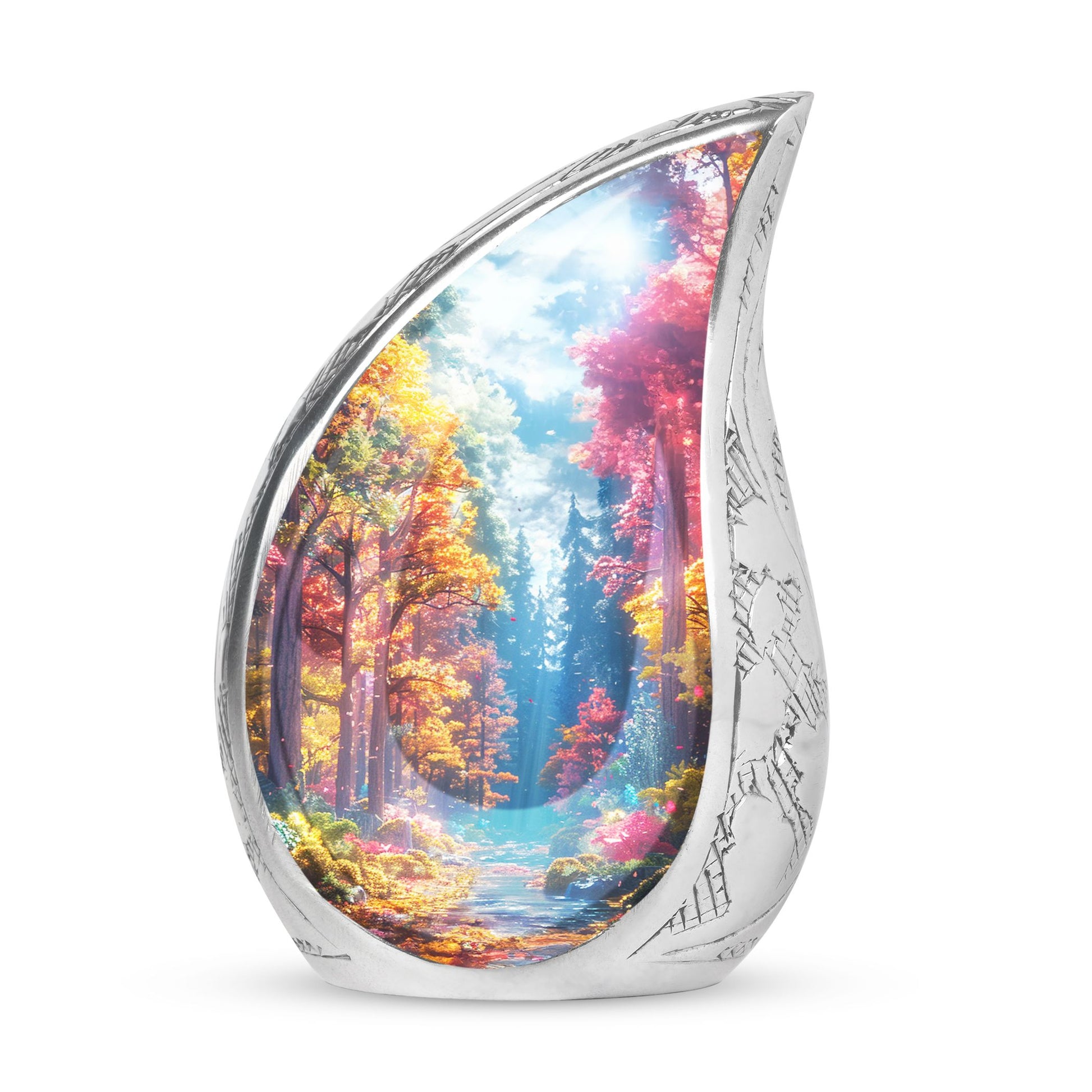 Beautiful Forest Cremation Urn - Large Decorative Urn For Human Ashes