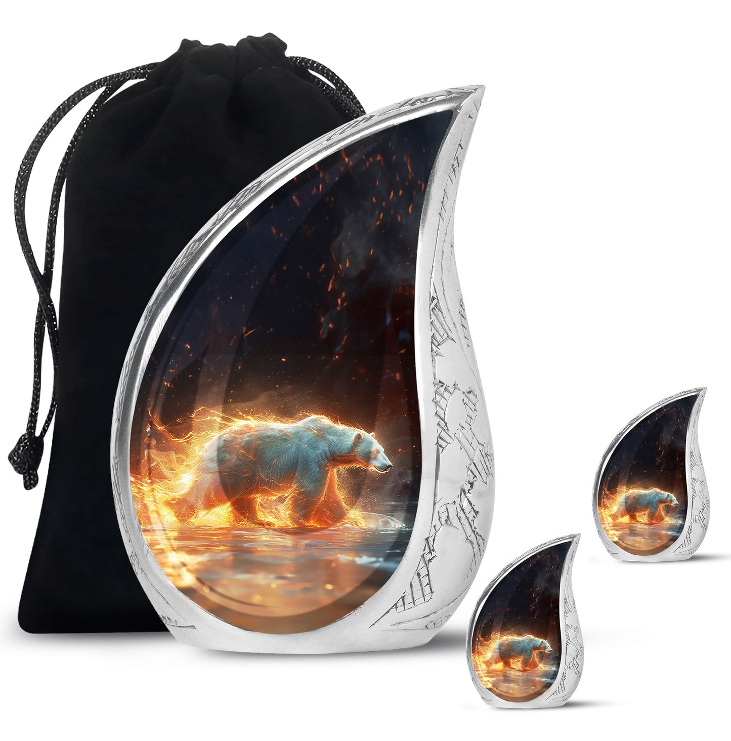 Personalized Bear Cremation Urn for Human Ashes - 10-inch, 200 cu in - Yatskia