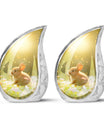 Golden Bunny Memorial Urn For Ashes - Rabbit Urns Funeral Large Urns