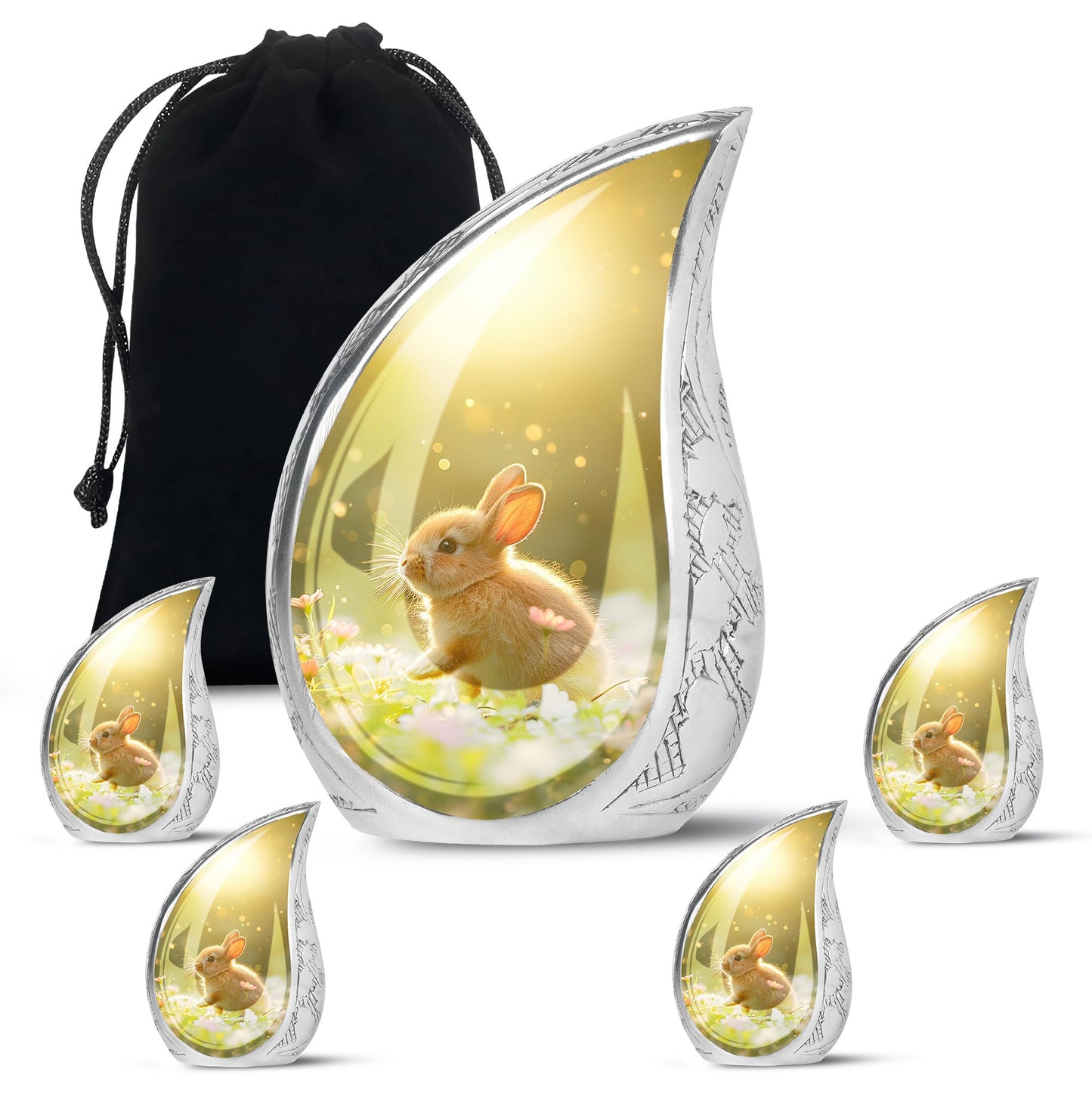 Personalized Rabbit Memorial Urn for Pet Ashes - 10-inch, 200 cu in - Yatskia