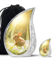 Golden Bunny Memorial Urn For Ashes - Rabbit Urns Funeral Large Urns