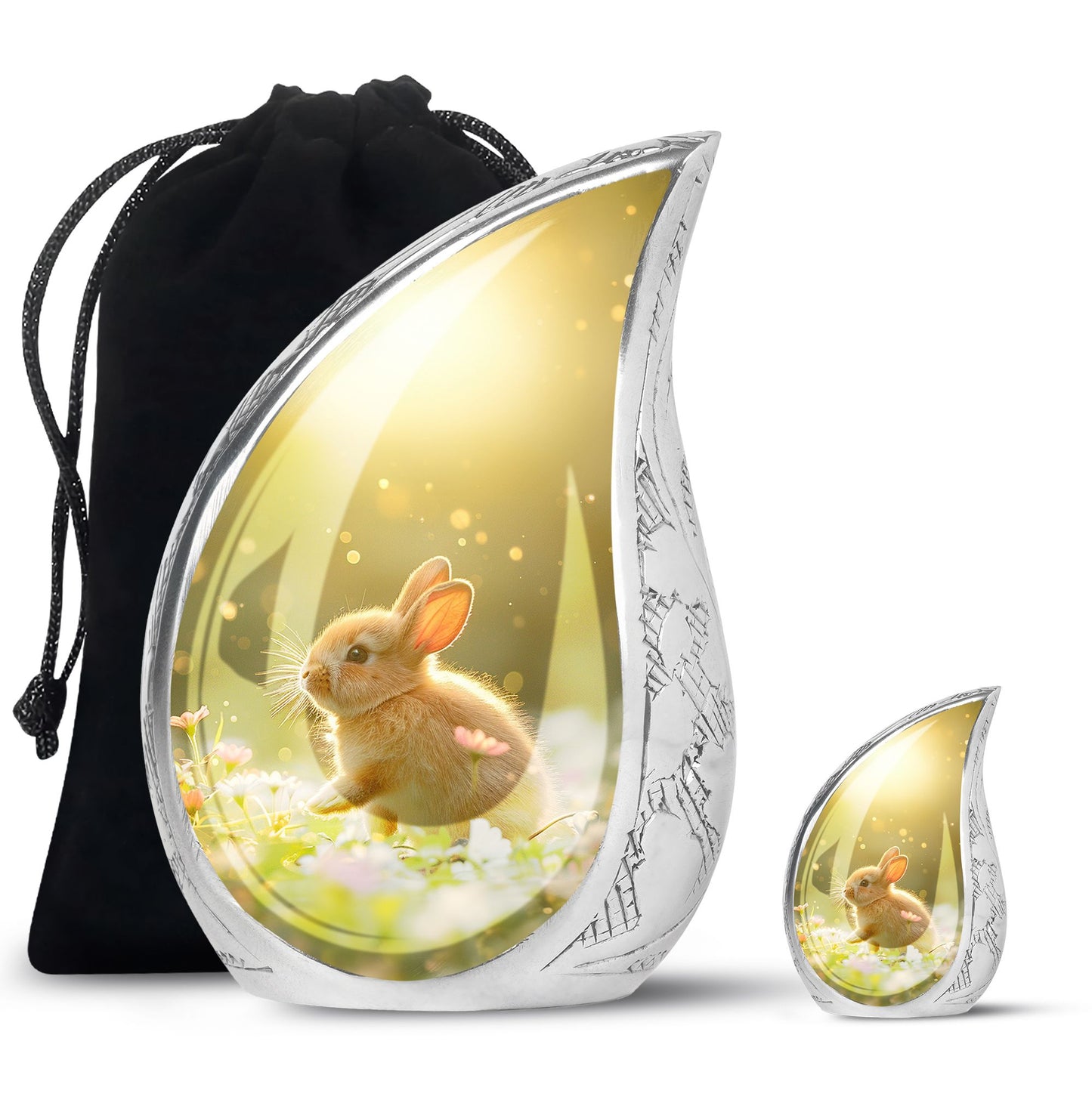Personalized Rabbit Memorial Urn for Pet Ashes - 10-inch, 200 cu in - Yatskia