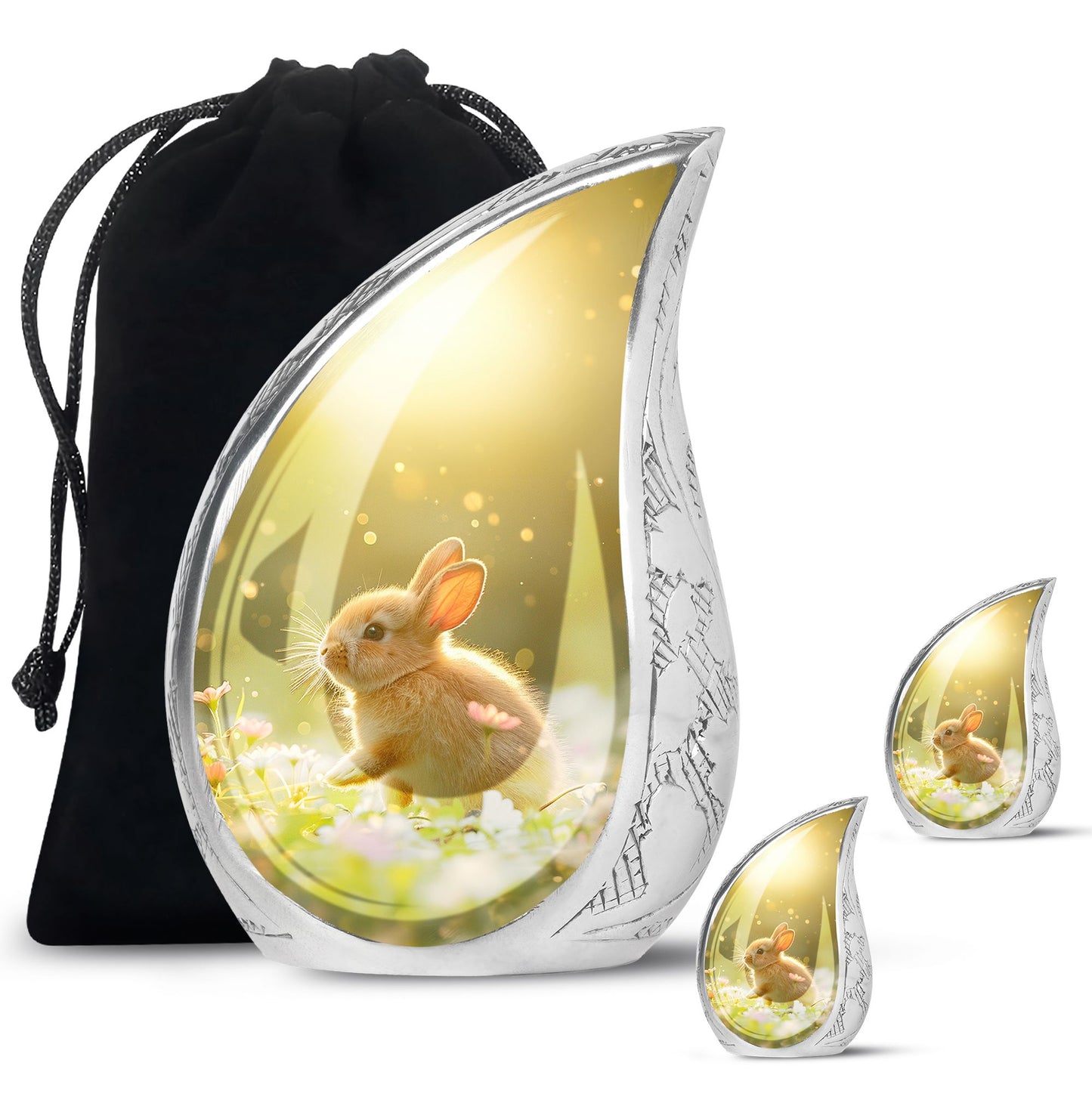 Personalized Rabbit Memorial Urn for Pet Ashes - 10-inch, 200 cu in - Yatskia