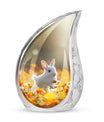 White Bunny Memorial Urn - Rabbit Funeral Large Cremation Urns For Women