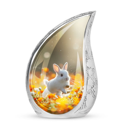 White Personalized Rabbit Cremation Urn for Pet Ashes - 10-inch, 200 cu in - Yatskia