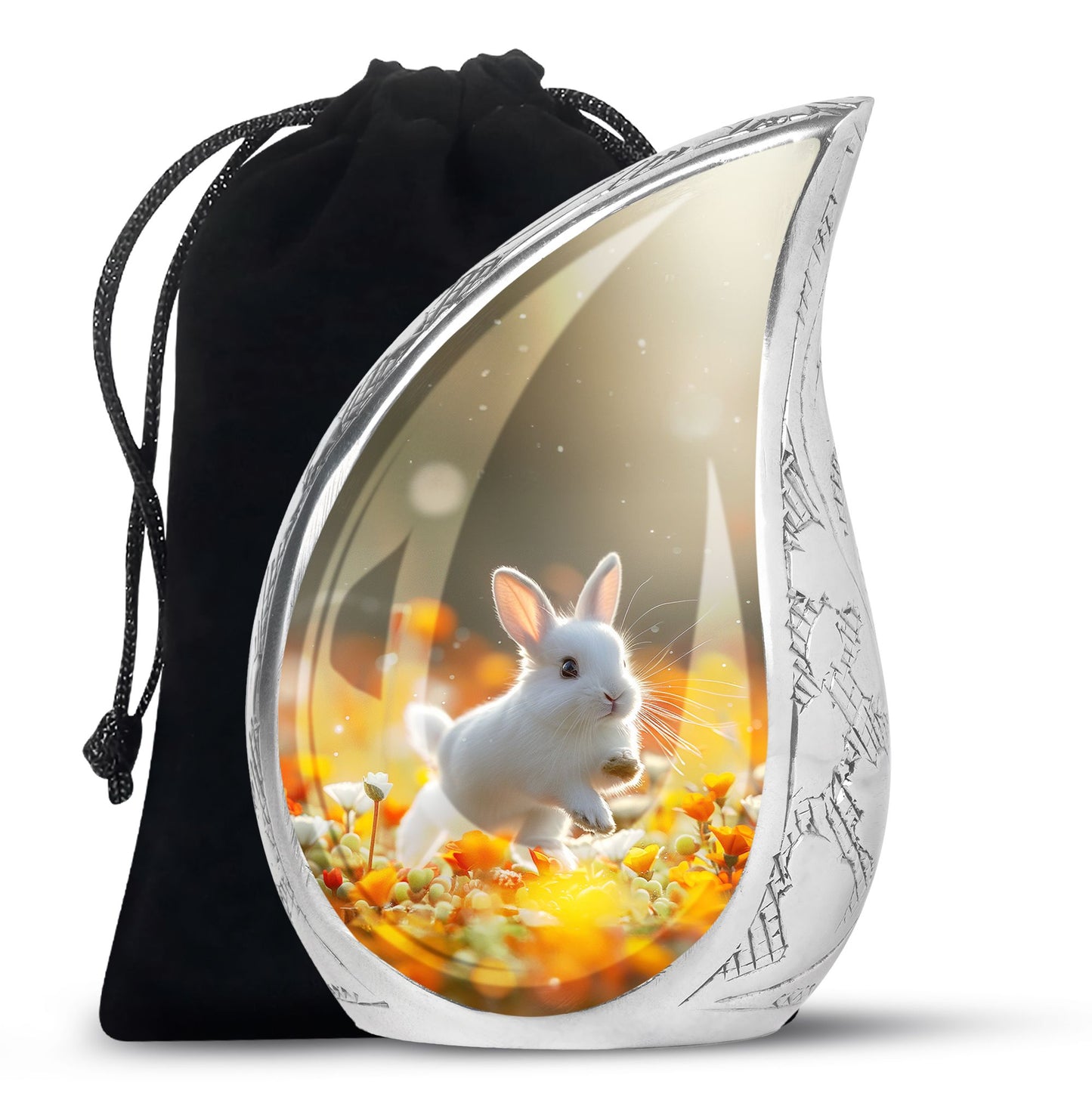 White Personalized Rabbit Cremation Urn for Pet Ashes - 10-inch, 200 cu in - Yatskia
