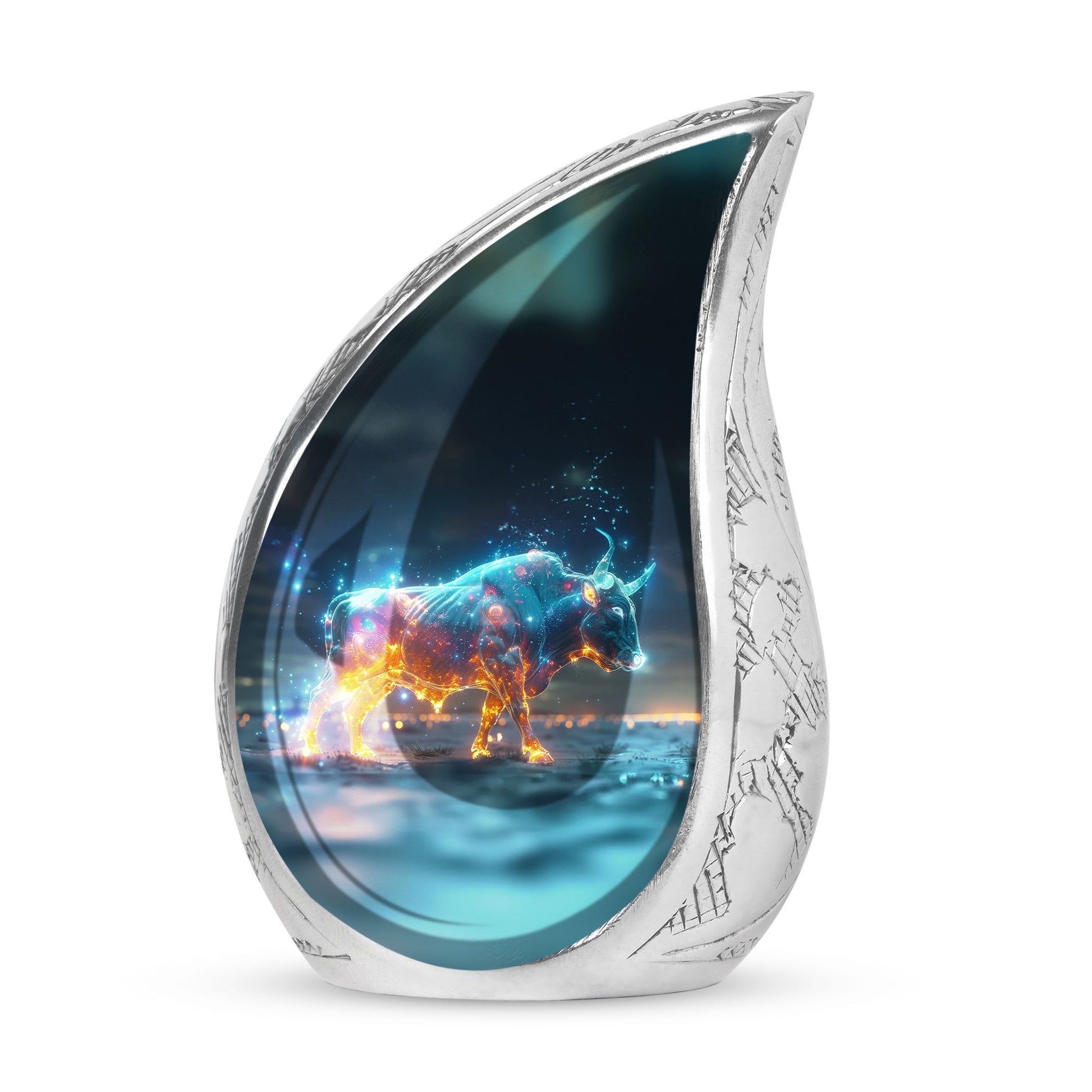 Stellar Taurus Glowing Urn - Bull Urn Memorial For Men & Women