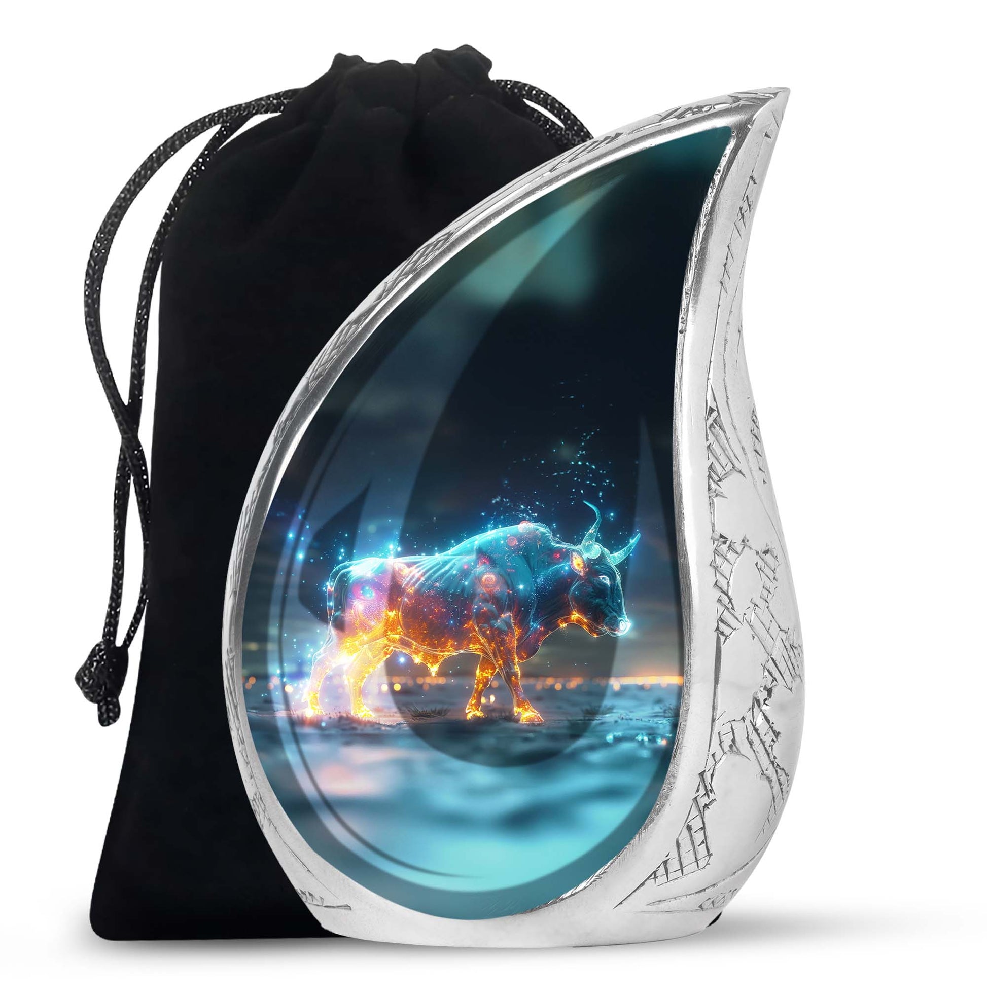 Stellar Taurus Glowing Urn - Bull Urn Memorial For Men & Women