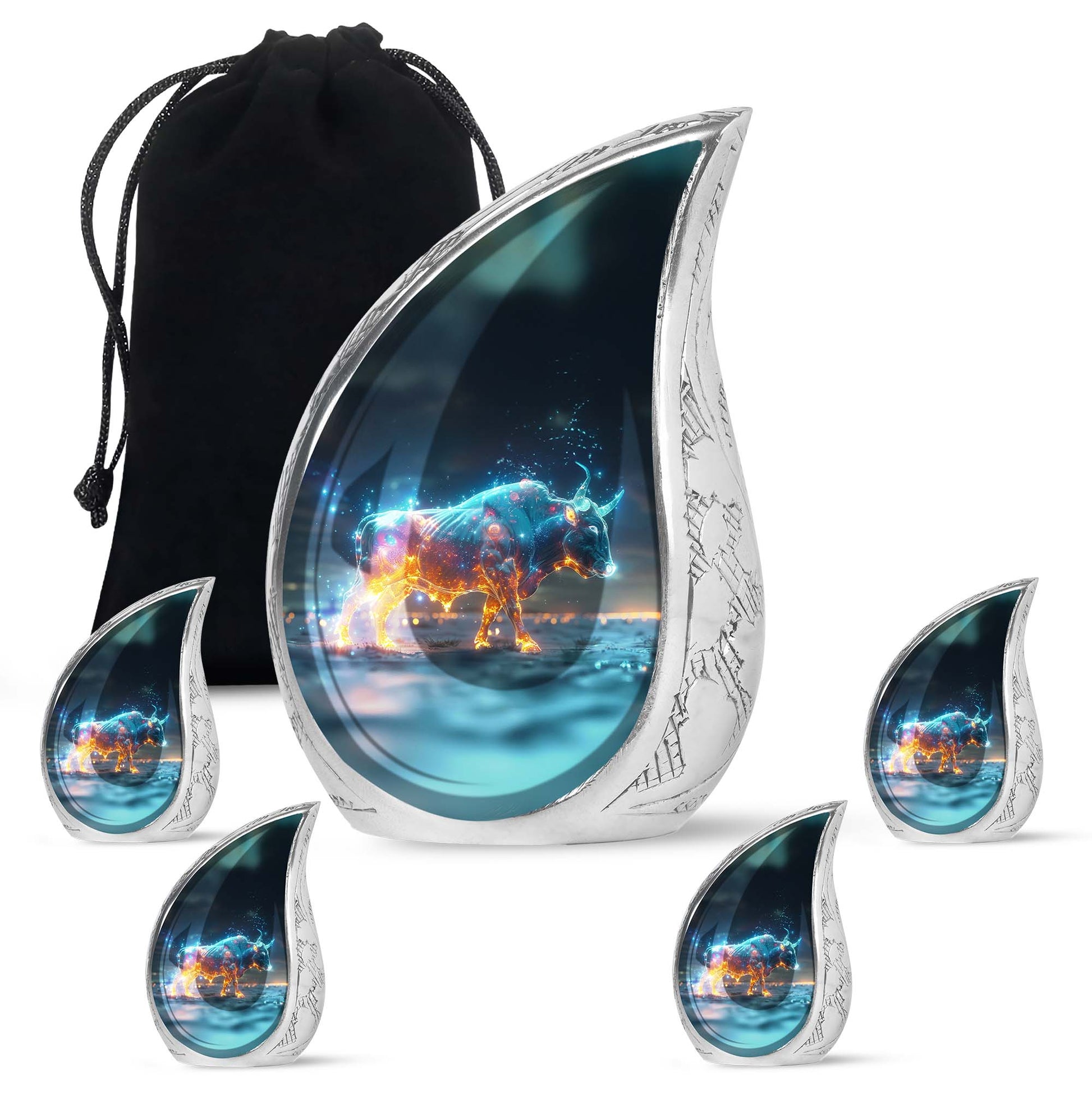 Stellar Taurus Glowing Urn - Bull Urn Memorial For Men & Women