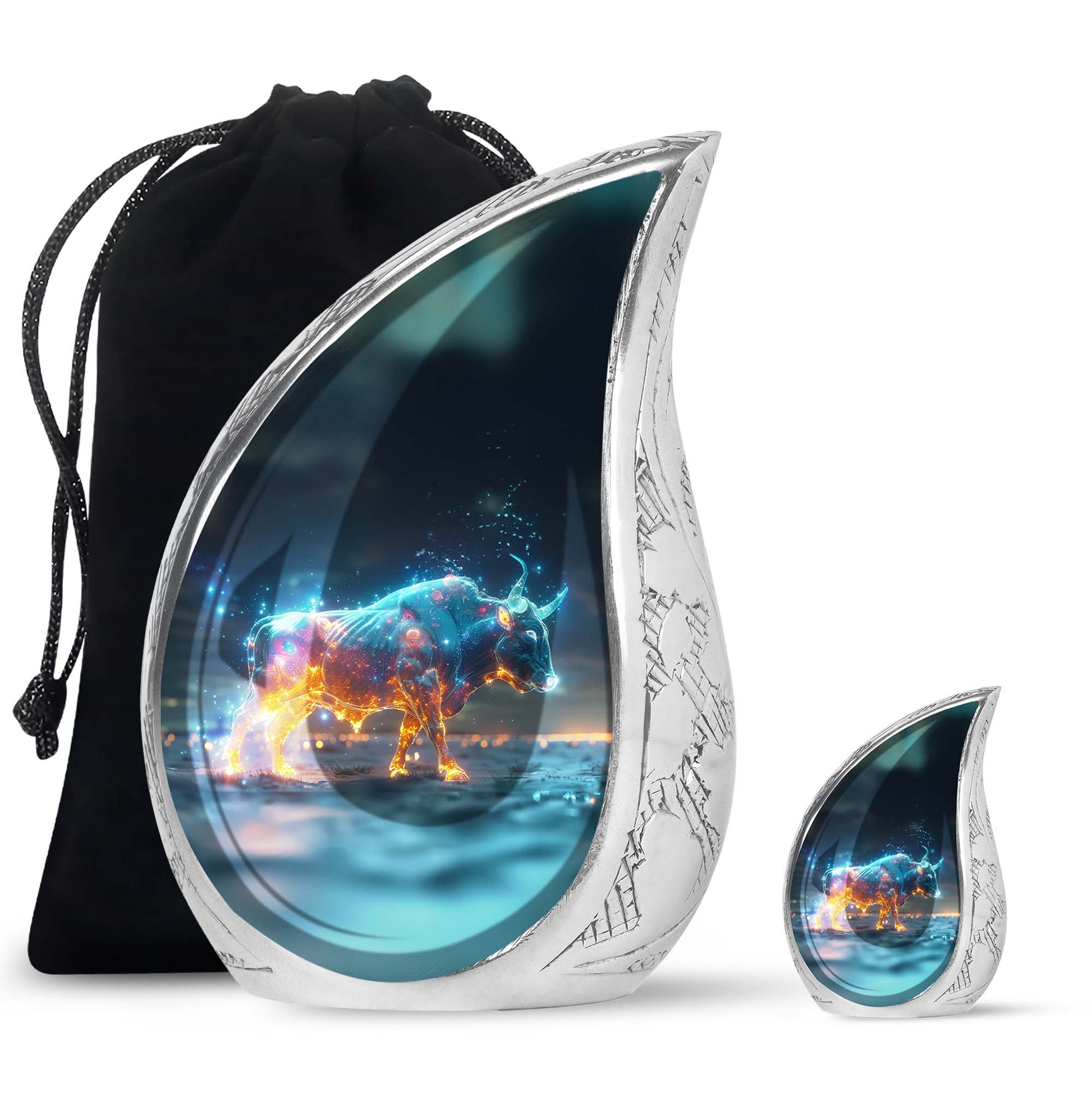Stellar Taurus Glowing Urn - Bull Urn Memorial For Men & Women