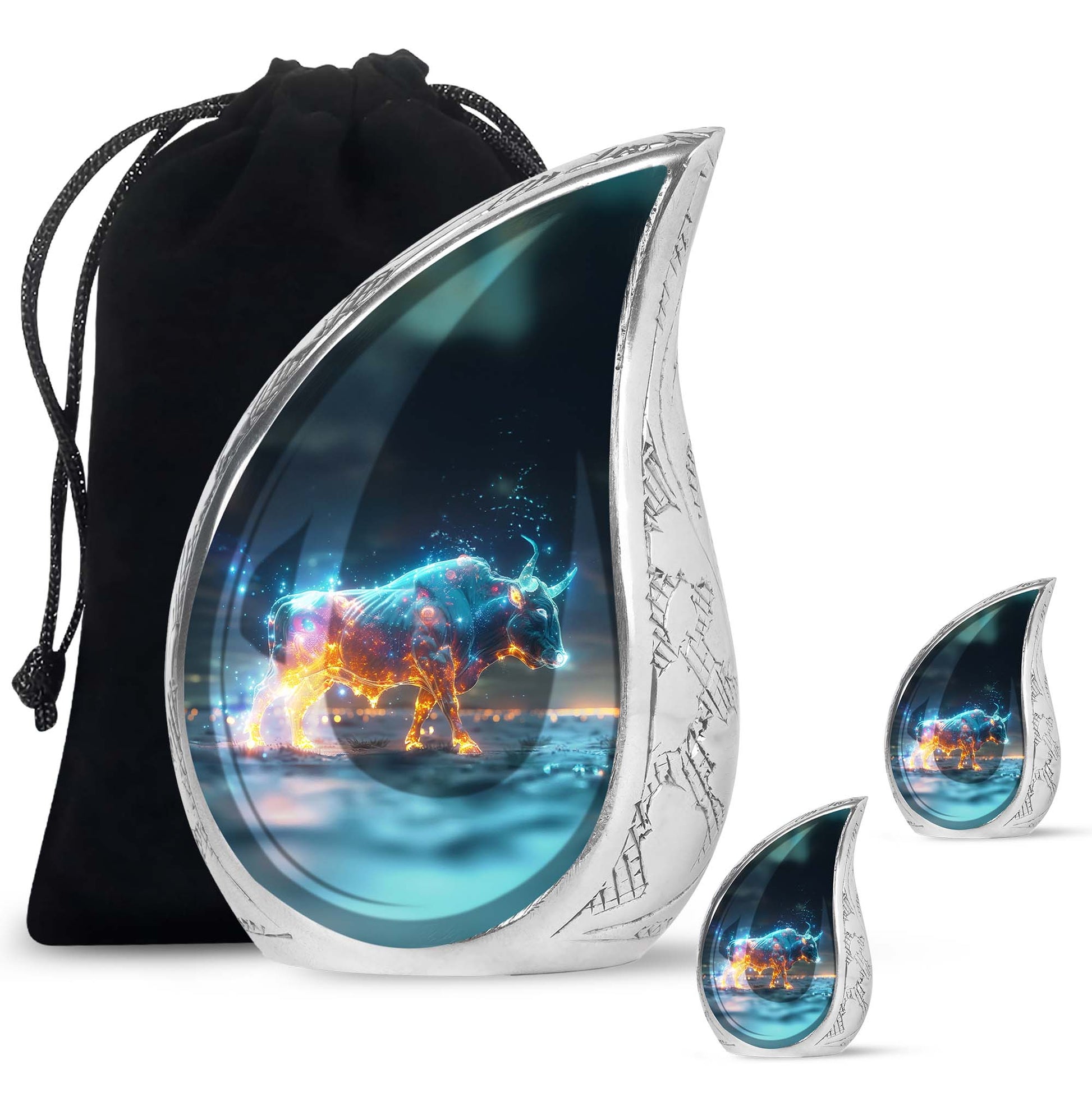 Stellar Taurus Glowing Urn - Bull Urn Memorial For Men & Women