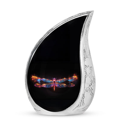 Black Personalized Dragonfly Cremation Urn for Women - 10-inch, 200 cu in - Yatskia