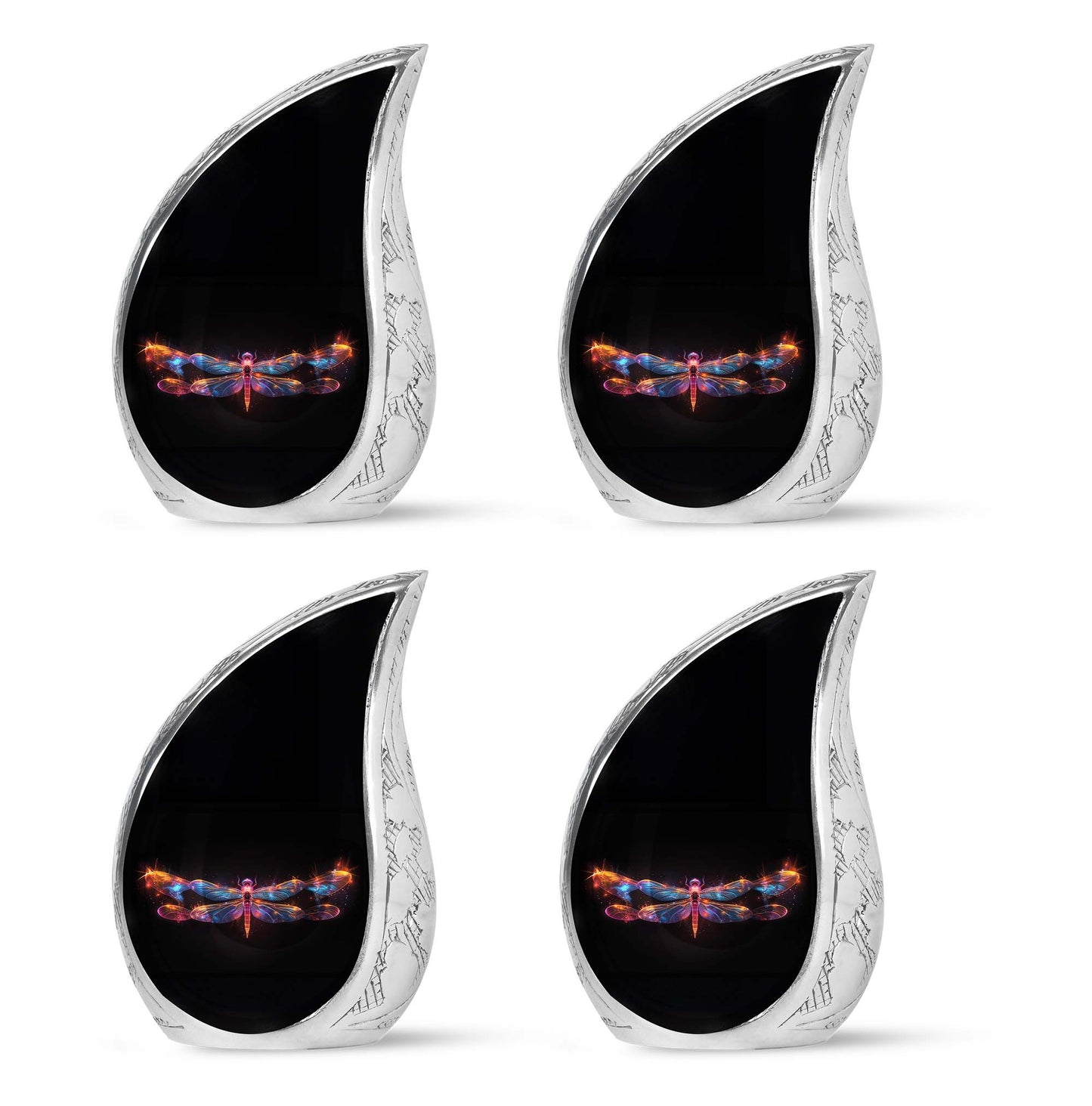 Black Personalized Dragonfly Cremation Urn for Women - 10-inch, 200 cu in - Yatskia