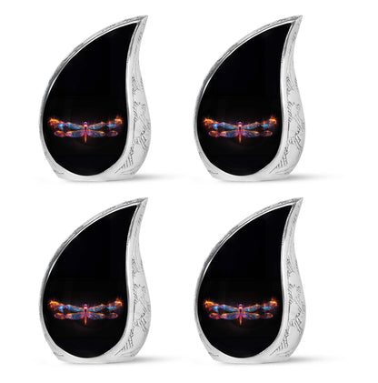 Black Personalized Dragonfly Cremation Urn for Women - 10-inch, 200 cu in - Yatskia