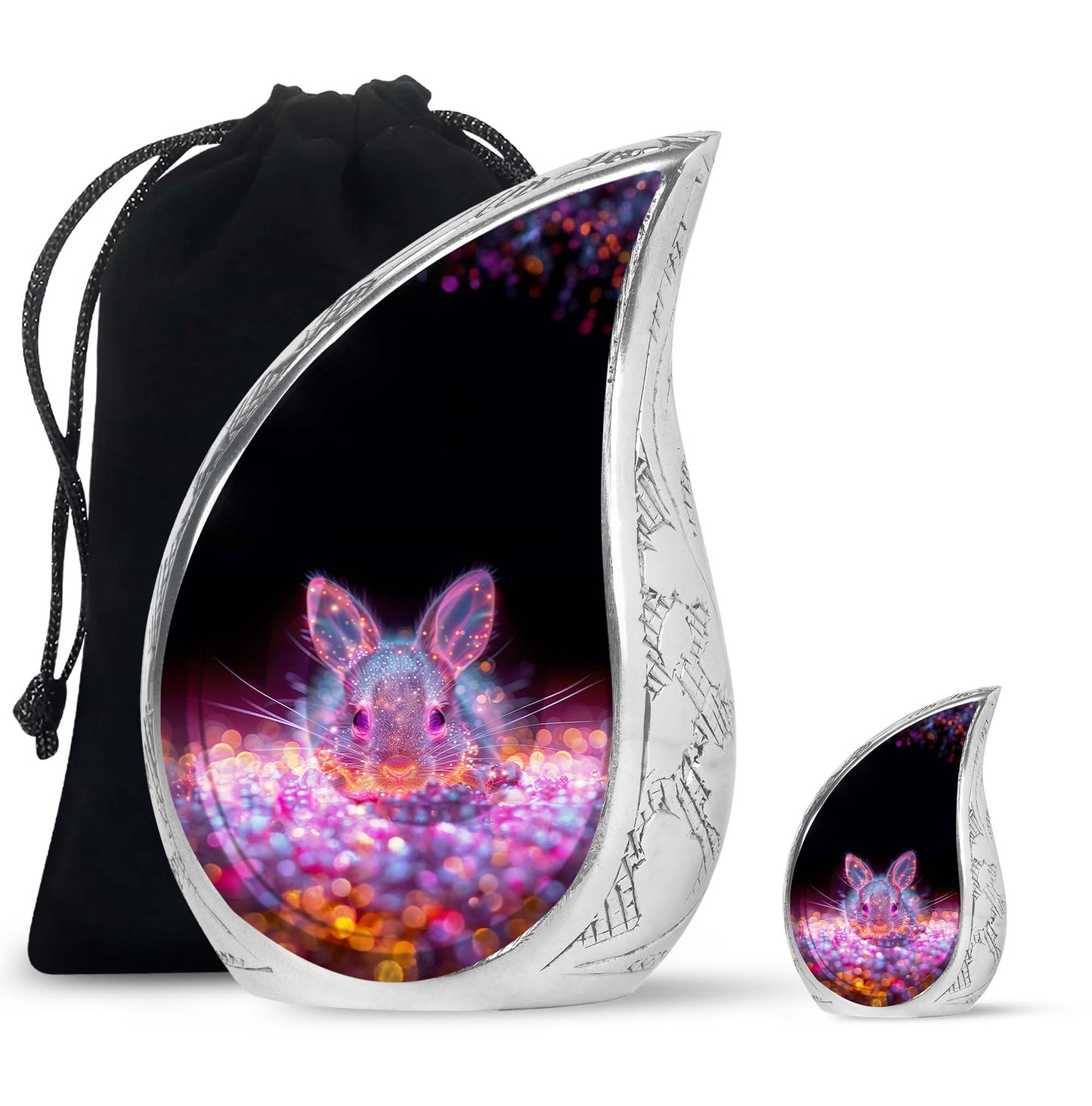 Pink Personalized Rabbit Cremation Urn for Pet Ashes - 10-inch, 200 cu in - Yatskia