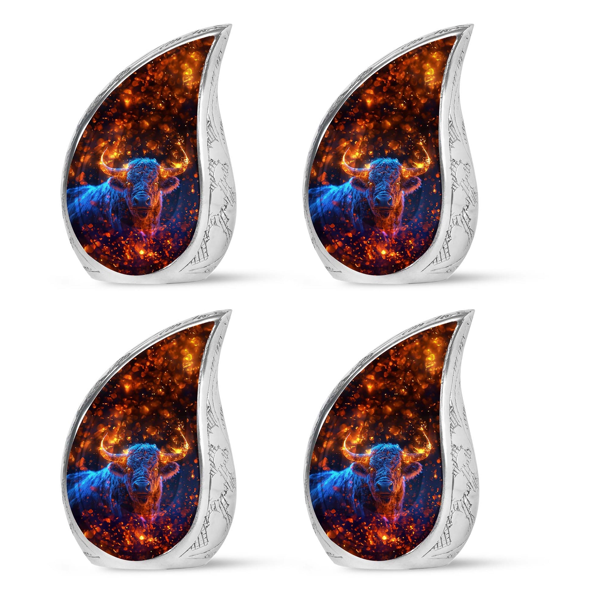 Fiery Horn Bull Memorial Urn For Ashes - Bull Cremation Ashes Urns