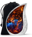 Fiery Horn Bull Memorial Urn For Ashes - Bull Cremation Ashes Urns