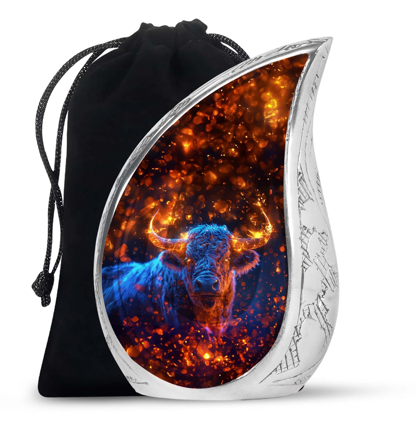 Personalized Bull Cremation Urn for Human Ashes - 10-inch, 200 cu in - Yatskia