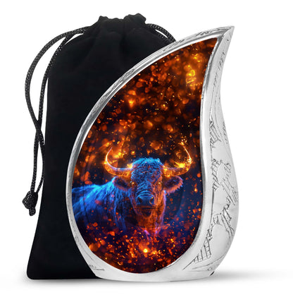 Personalized Bull Cremation Urn for Human Ashes - 10-inch, 200 cu in - Yatskia