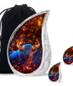 Fiery Horn Bull Memorial Urn For Ashes - Bull Cremation Ashes Urns