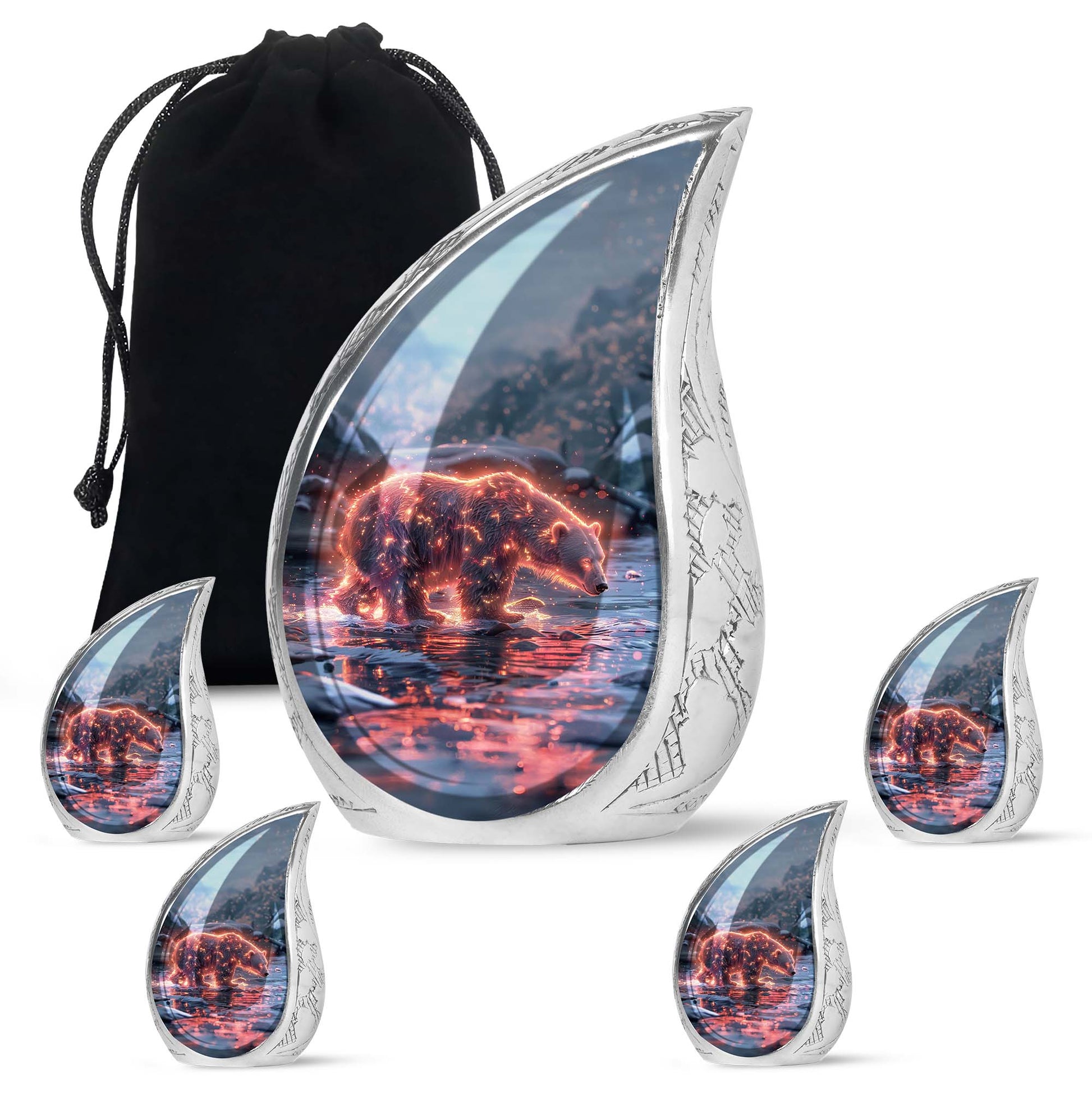 Fiery Polar Bear Urn for Funeral - Polar Bear Cremation Urn