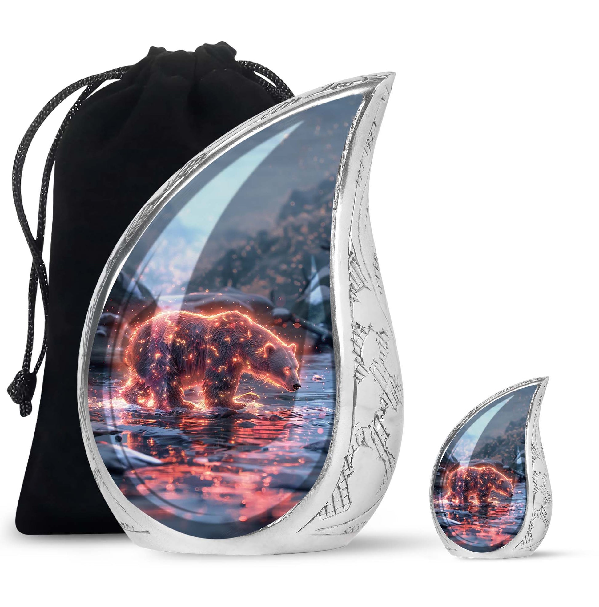 Fiery Polar Bear Urn for Funeral - Polar Bear Cremation Urn