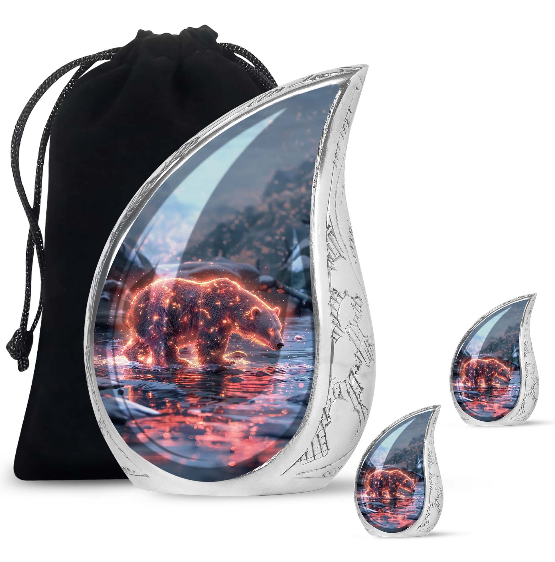 Fiery Polar Bear Urn for Funeral - Polar Bear Cremation Urn